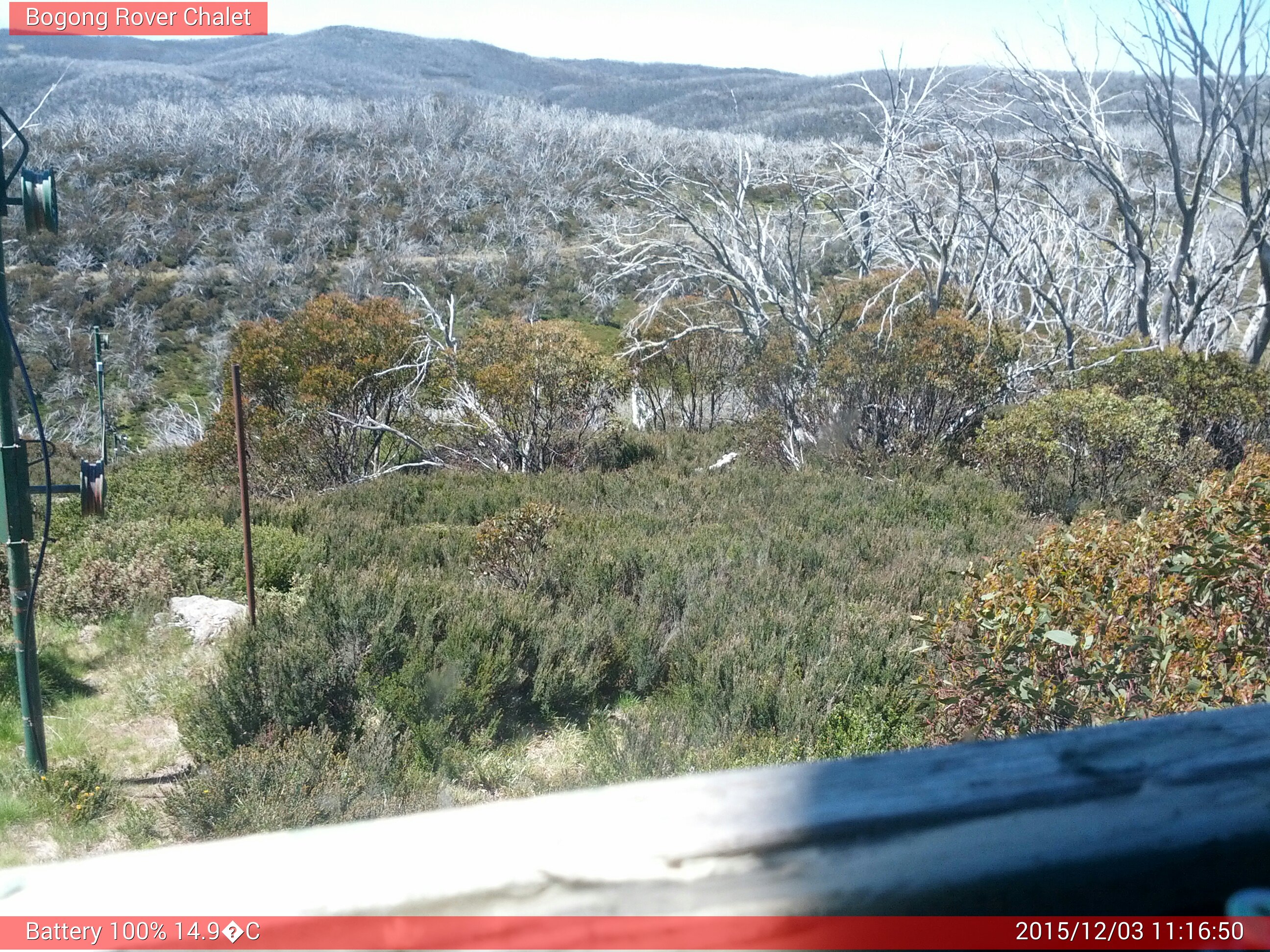 Bogong Web Cam 11:16am Thursday 3rd of December 2015