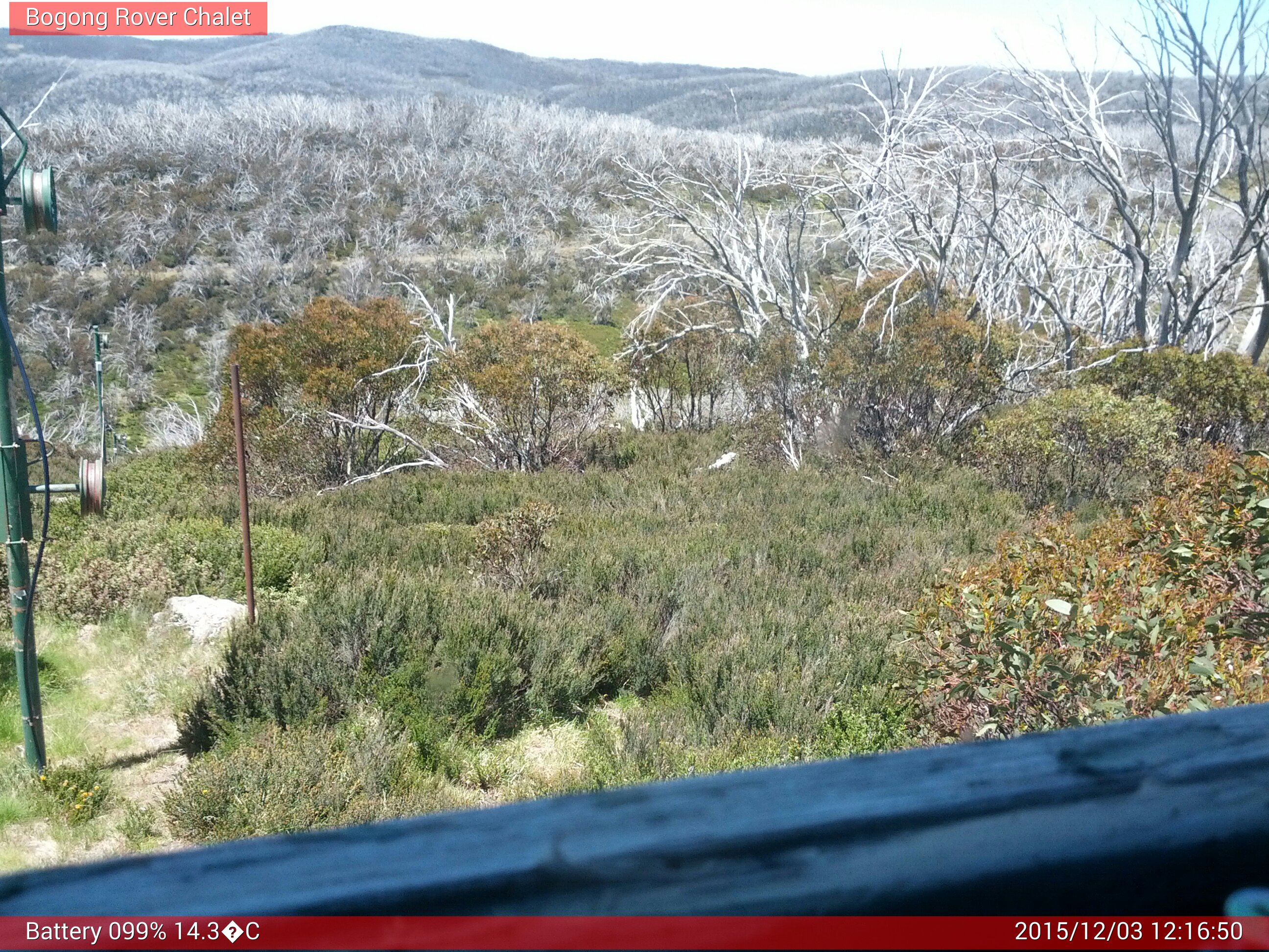 Bogong Web Cam 12:16pm Thursday 3rd of December 2015