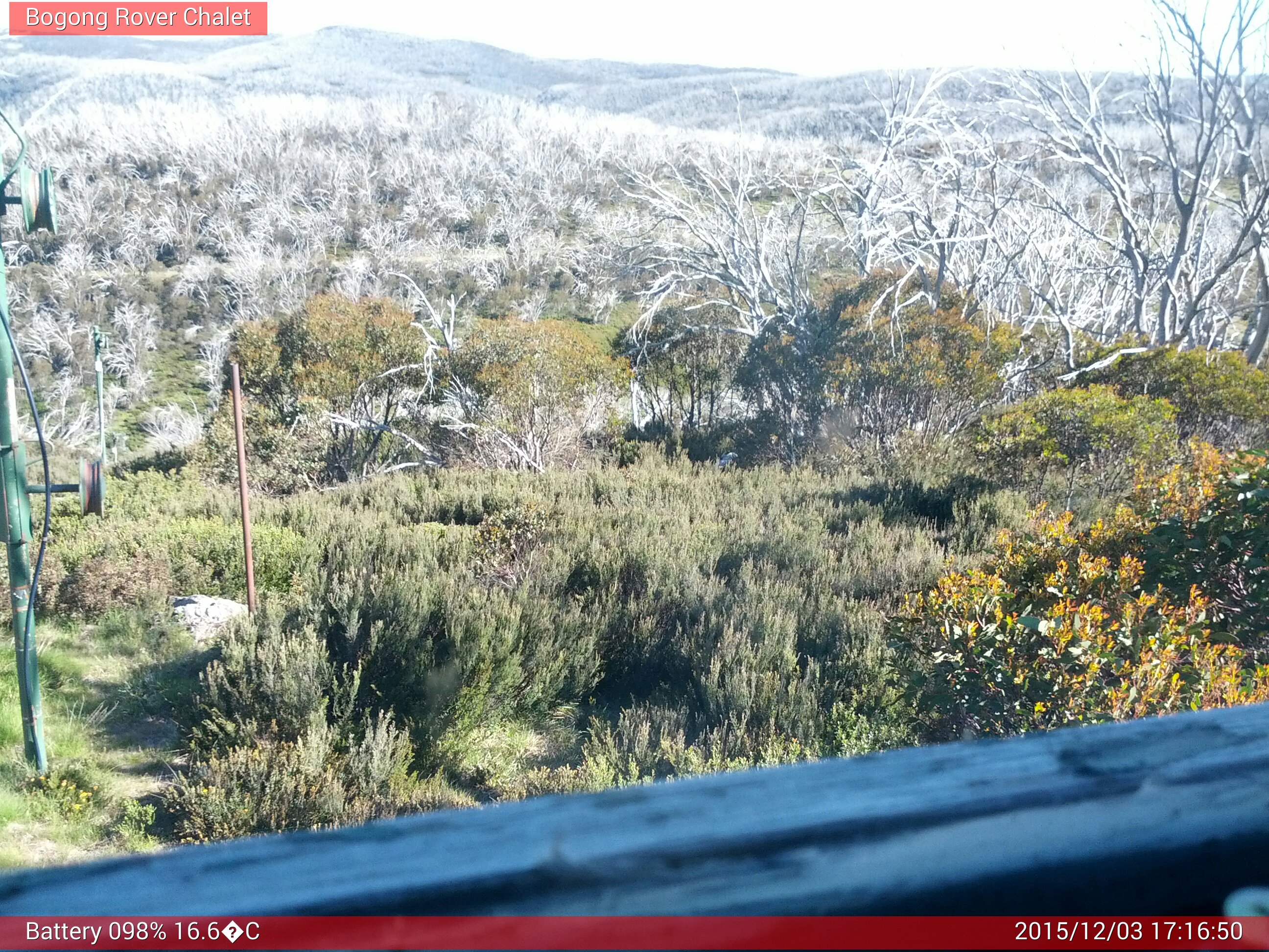 Bogong Web Cam 5:16pm Thursday 3rd of December 2015