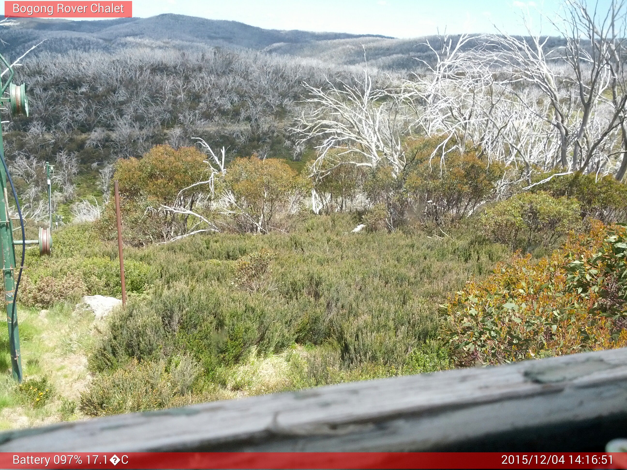 Bogong Web Cam 2:16pm Friday 4th of December 2015