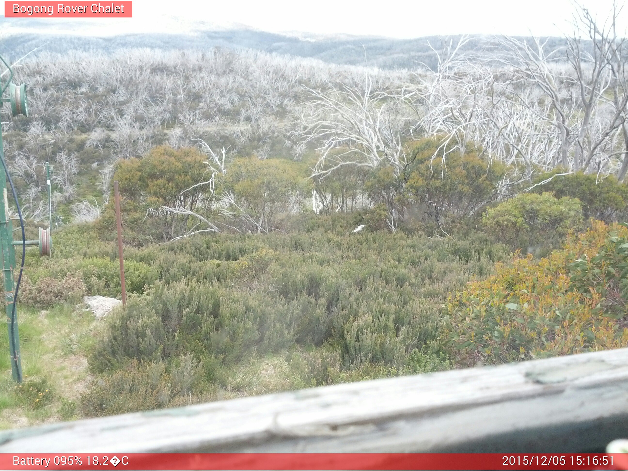 Bogong Web Cam 3:16pm Saturday 5th of December 2015