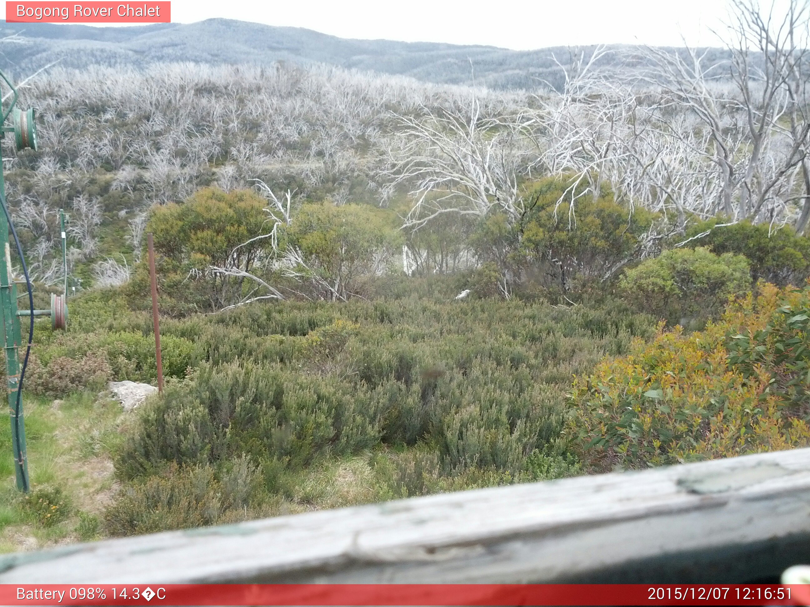 Bogong Web Cam 12:16pm Monday 7th of December 2015