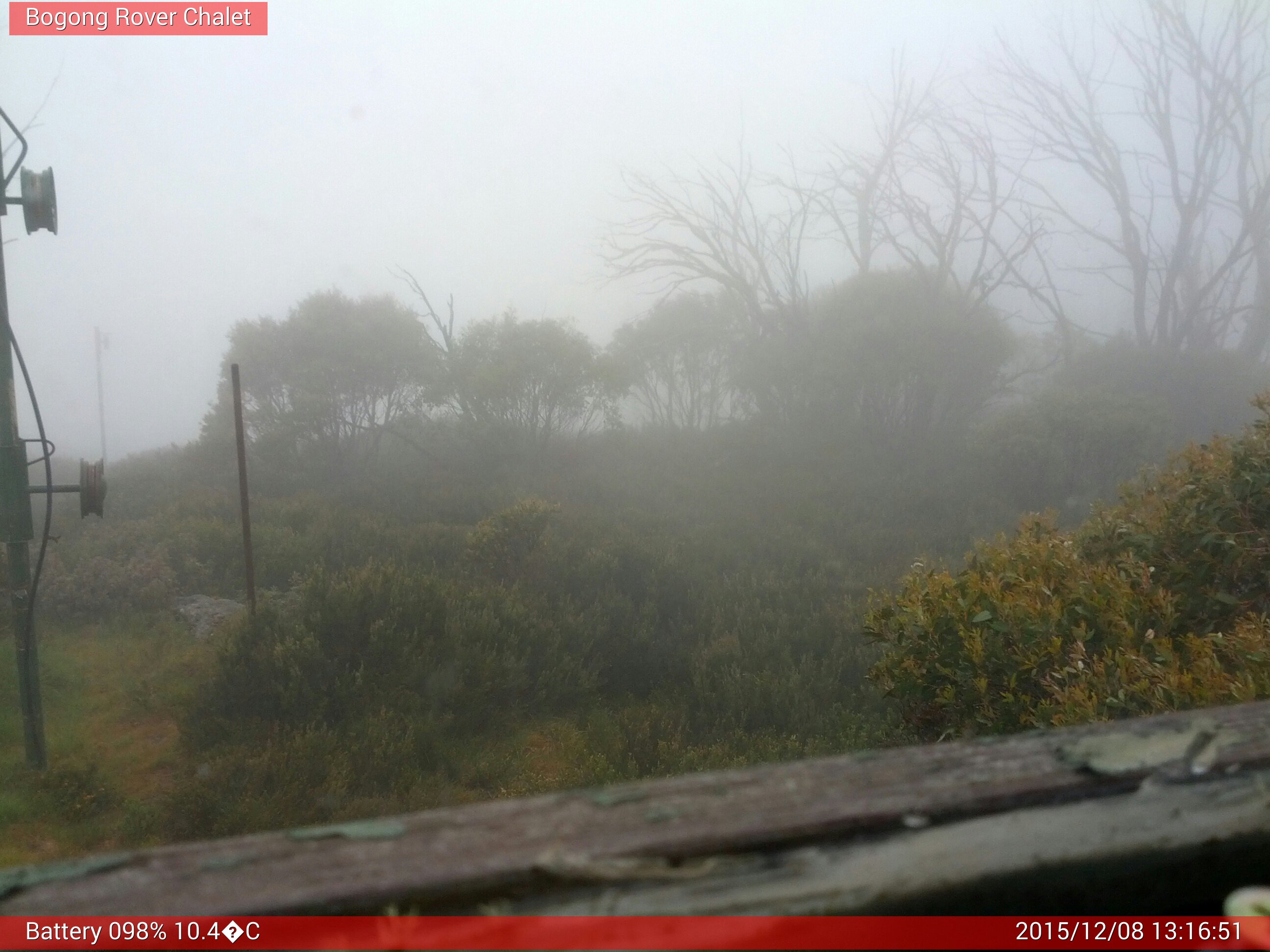 Bogong Web Cam 1:16pm Tuesday 8th of December 2015