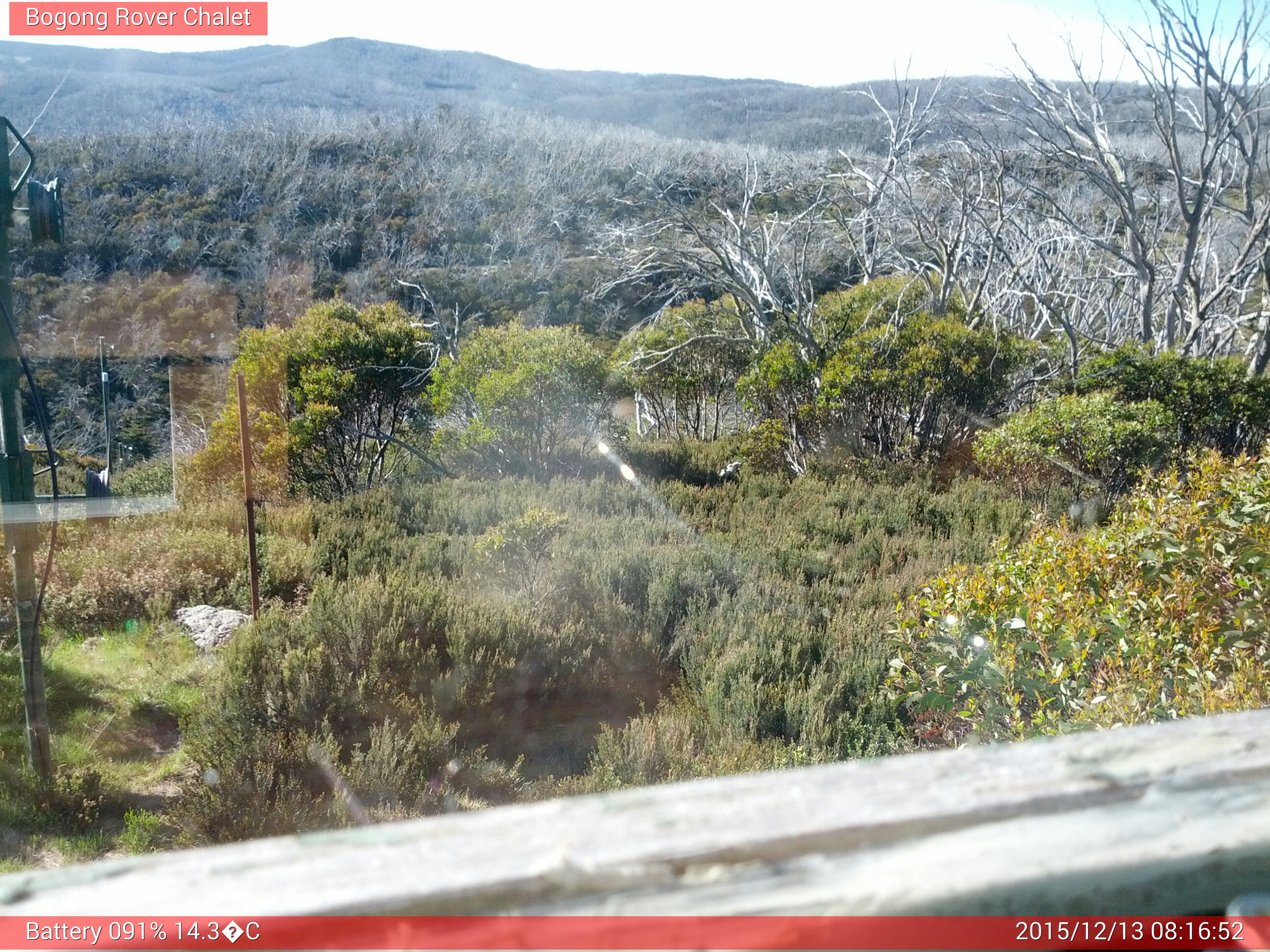 Bogong Web Cam 8:16am Sunday 13th of December 2015