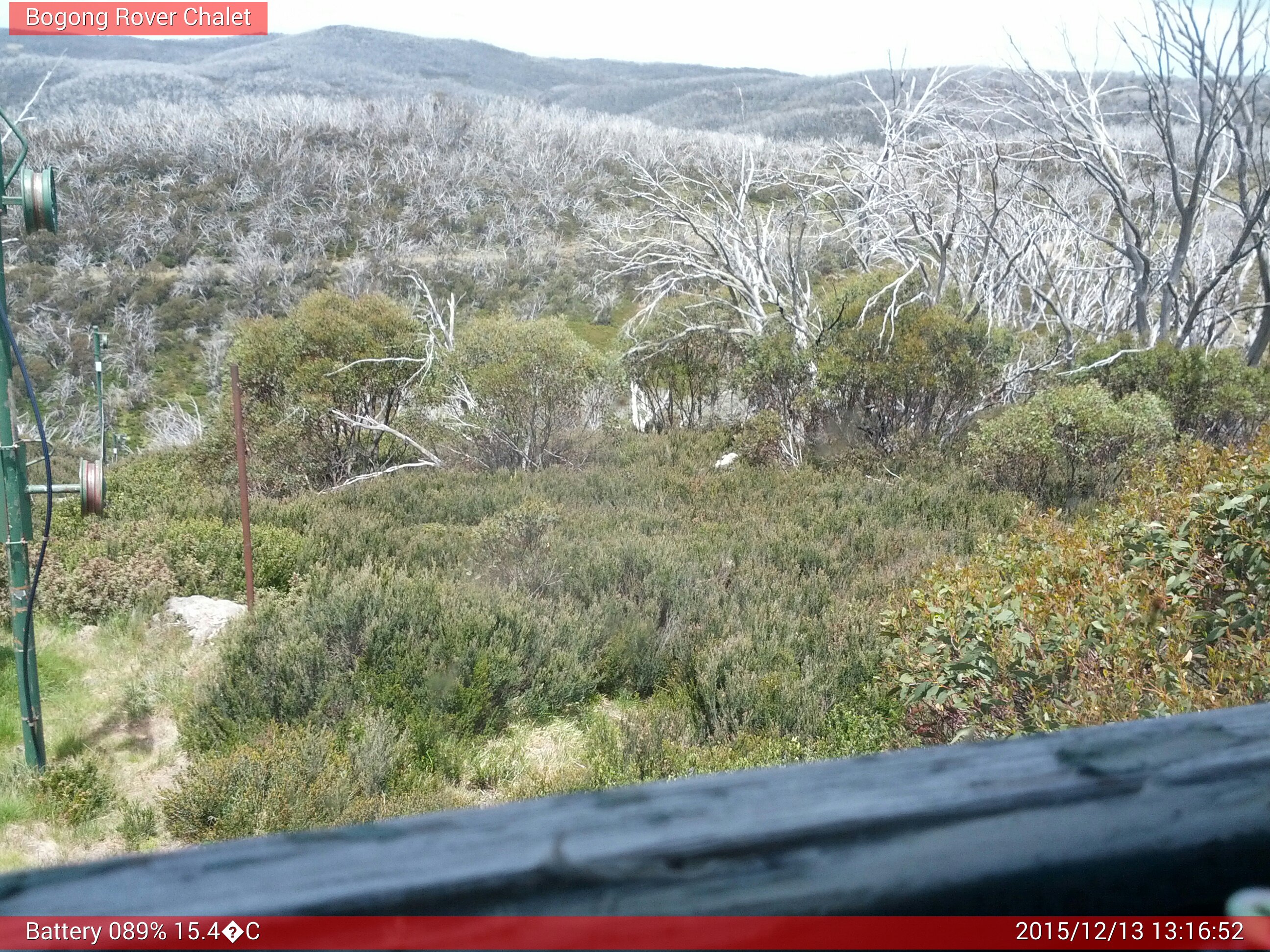 Bogong Web Cam 1:16pm Sunday 13th of December 2015