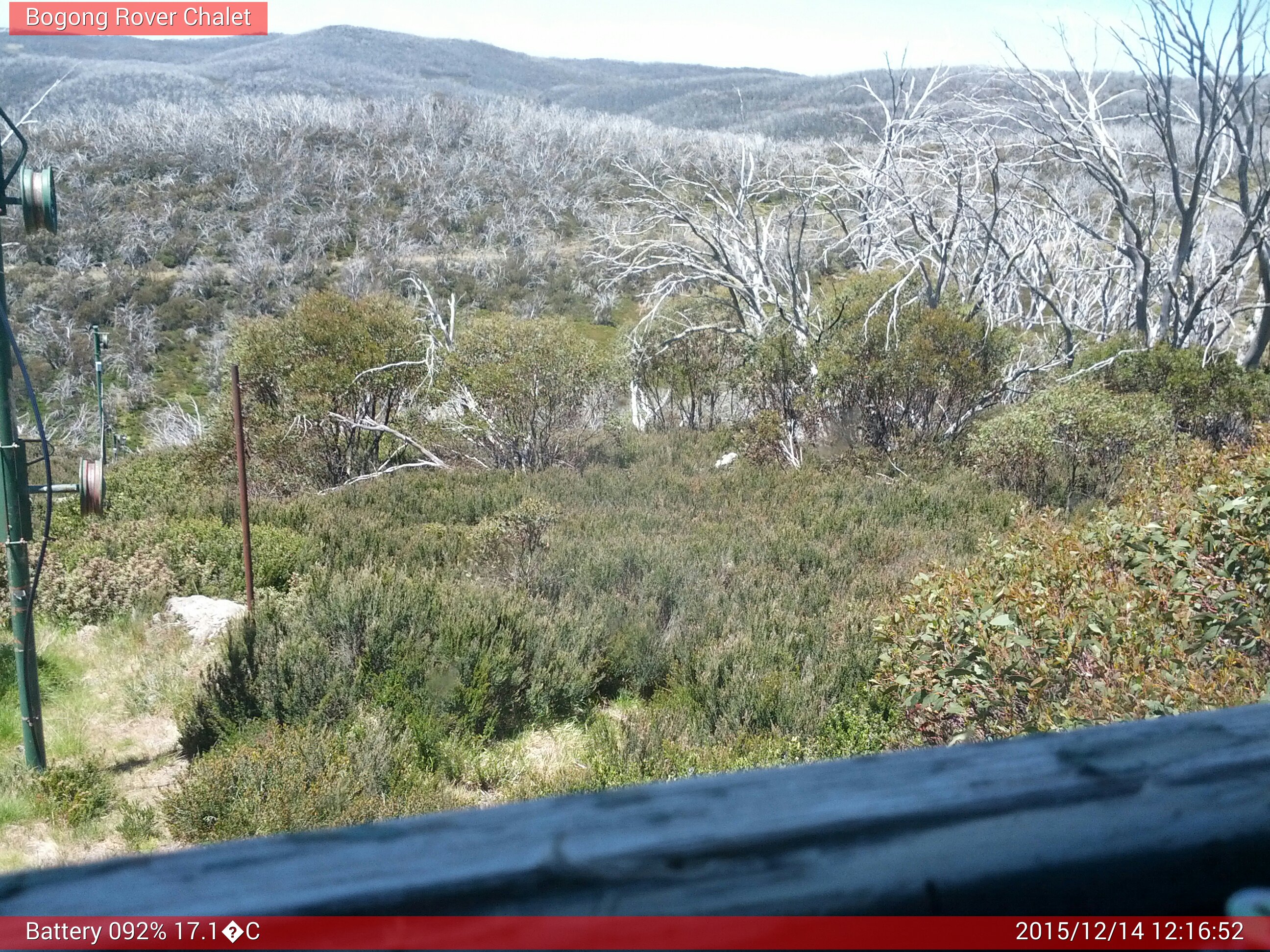 Bogong Web Cam 12:16pm Monday 14th of December 2015