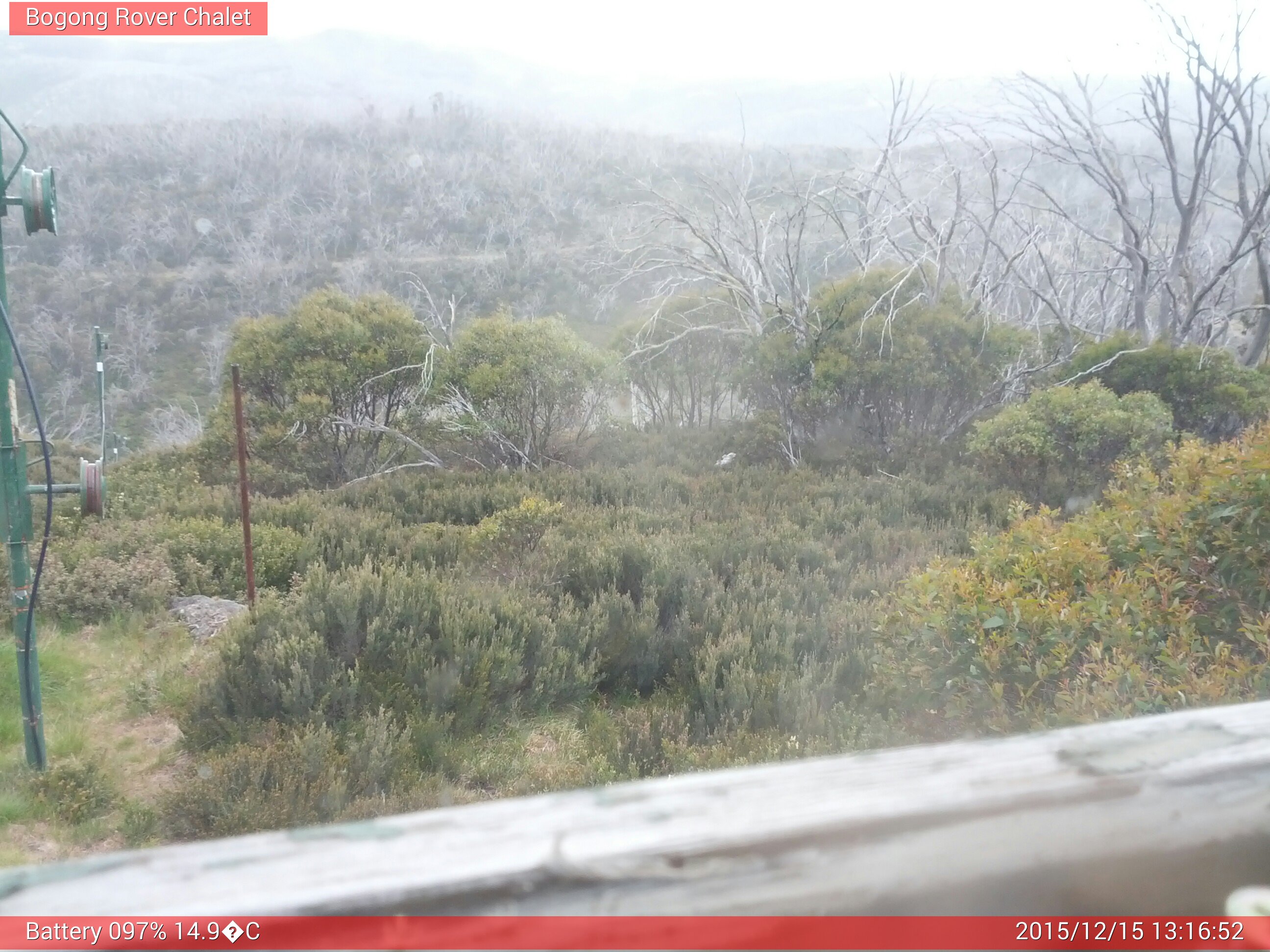 Bogong Web Cam 1:16pm Tuesday 15th of December 2015