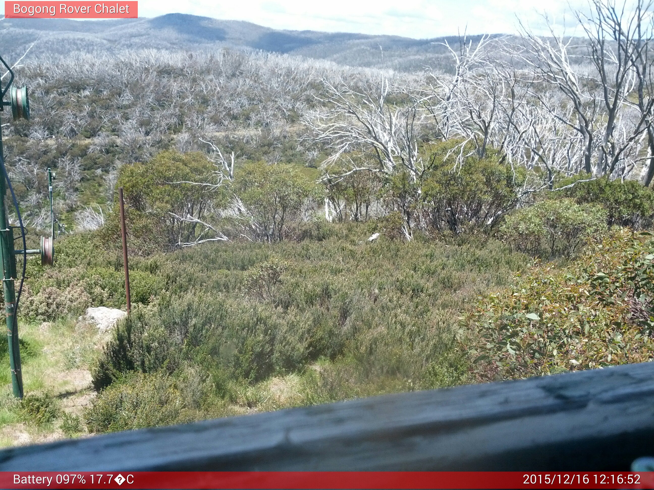 Bogong Web Cam 12:16pm Wednesday 16th of December 2015