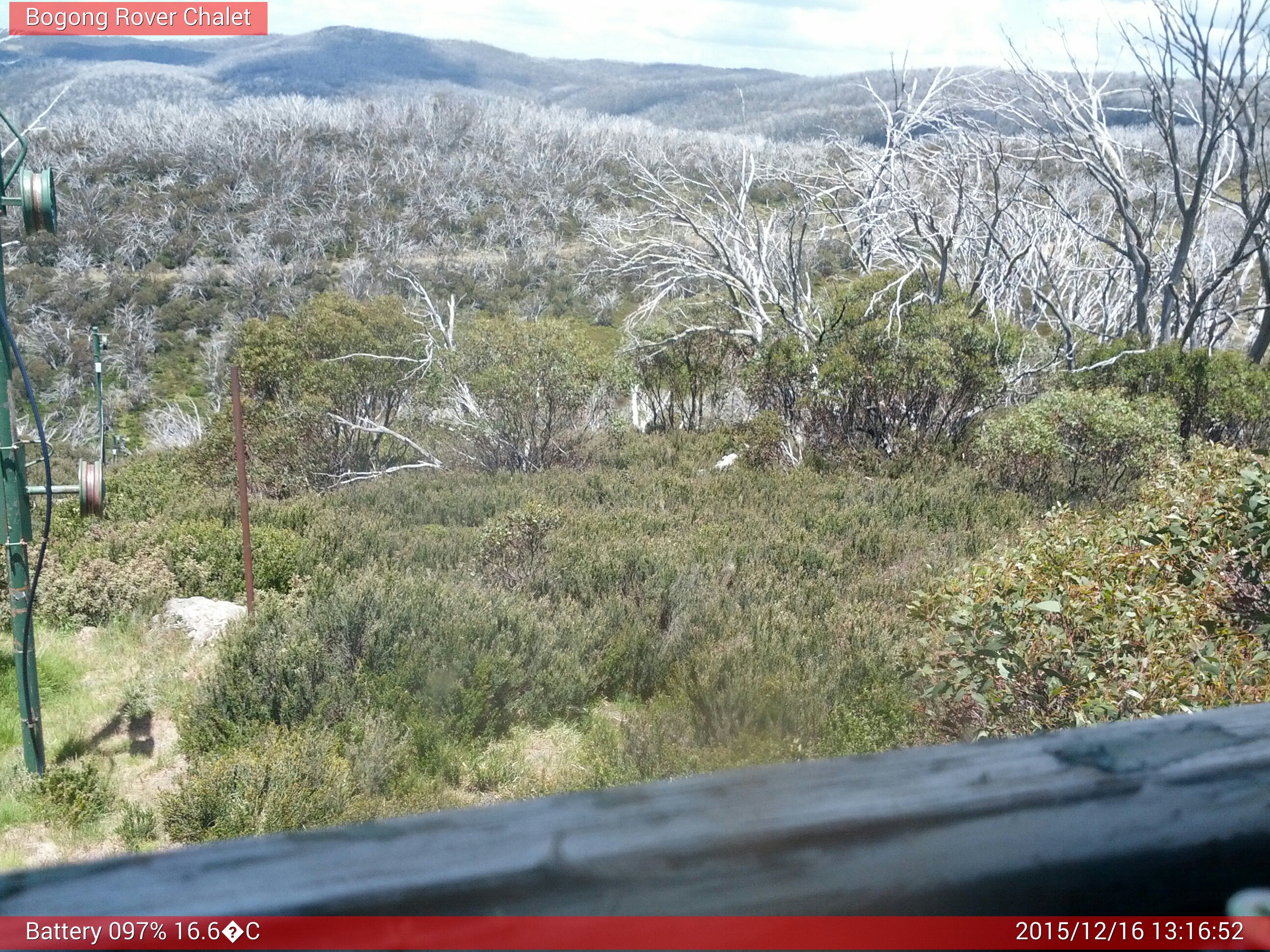 Bogong Web Cam 1:16pm Wednesday 16th of December 2015