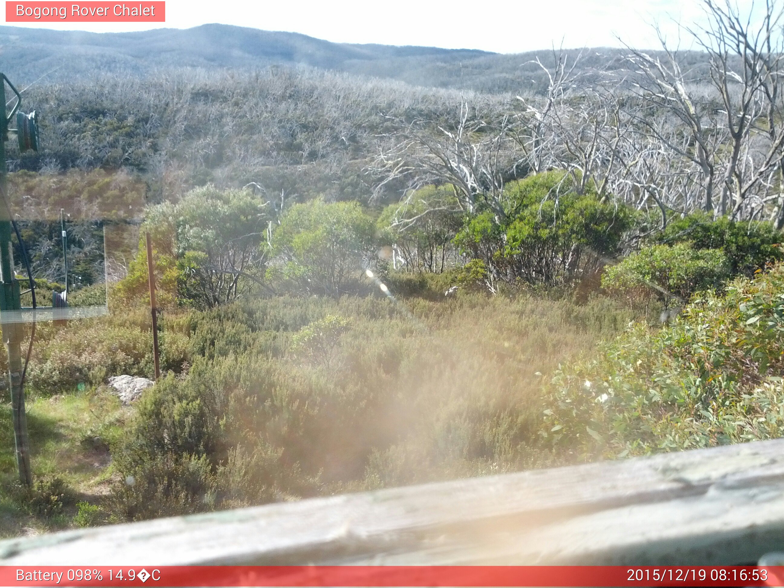 Bogong Web Cam 8:16am Saturday 19th of December 2015