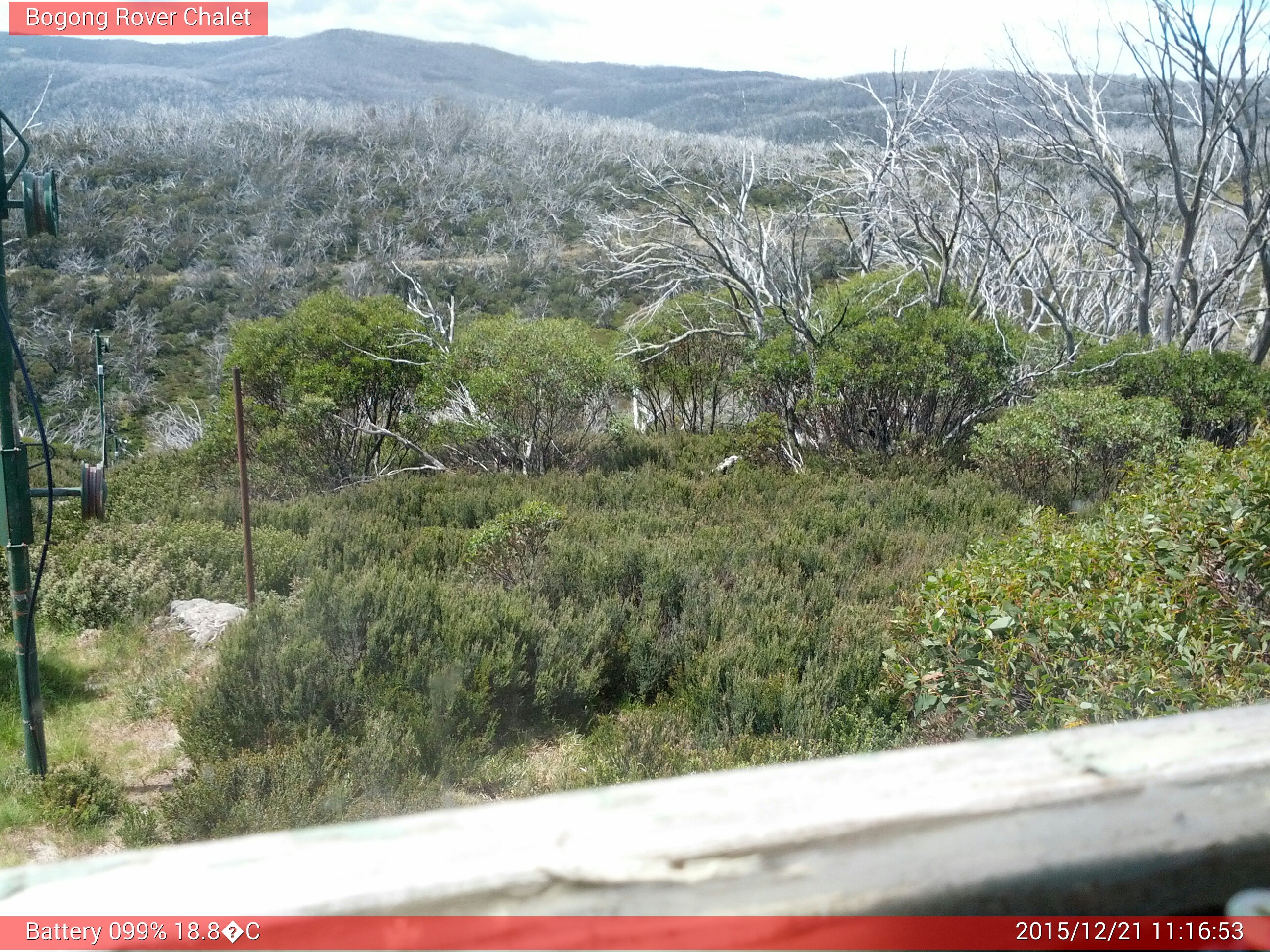 Bogong Web Cam 11:16am Monday 21st of December 2015