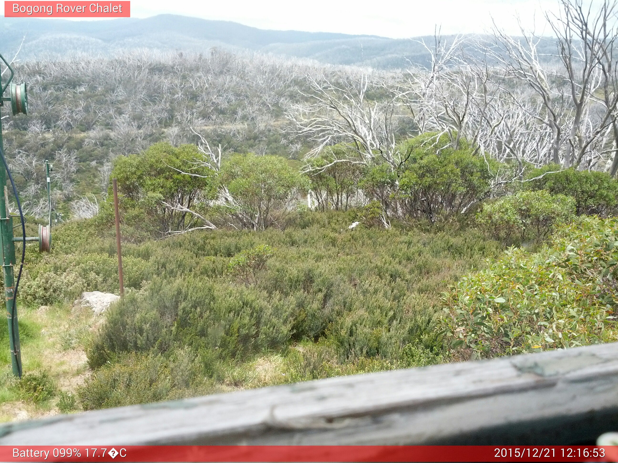 Bogong Web Cam 12:16pm Monday 21st of December 2015