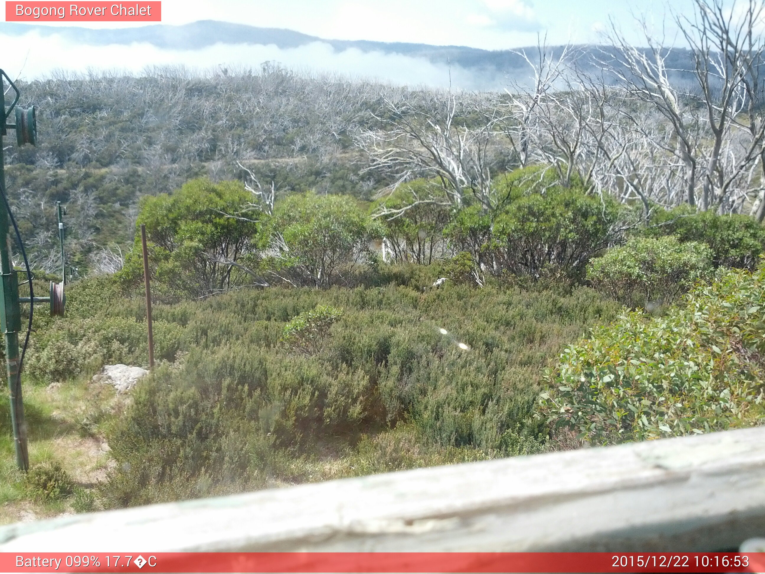 Bogong Web Cam 10:16am Tuesday 22nd of December 2015