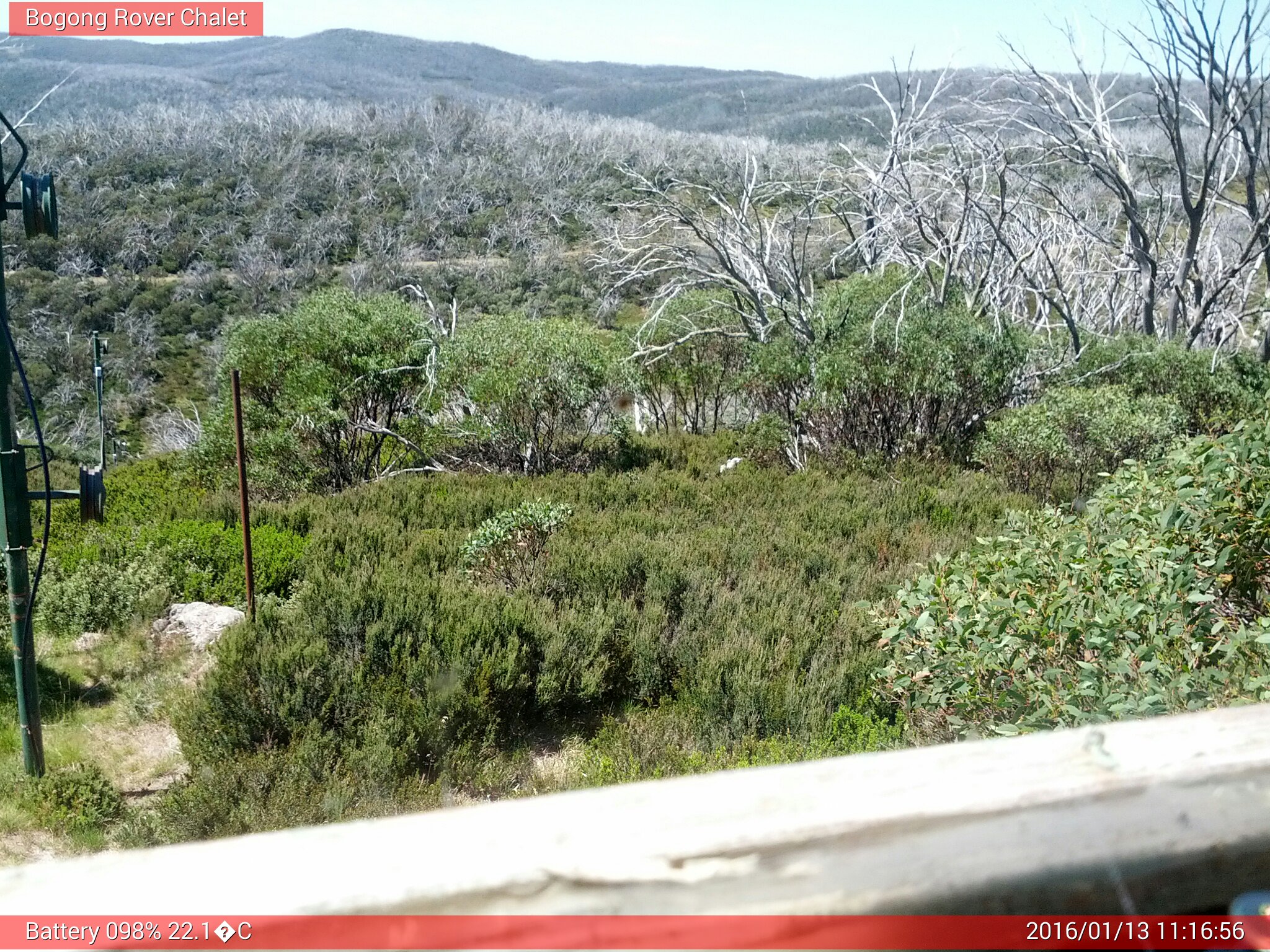 Bogong Web Cam 11:16am Wednesday 13th of January 2016