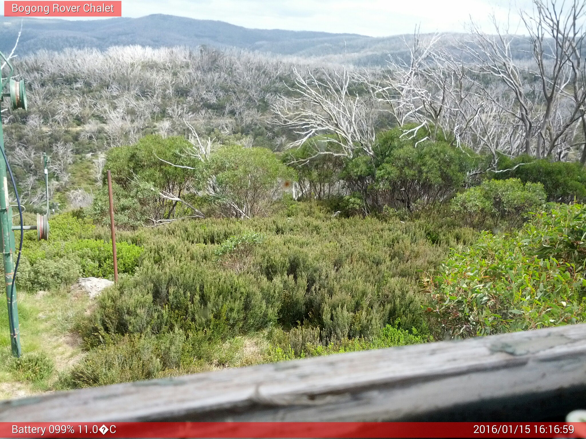 Bogong Web Cam 4:16pm Friday 15th of January 2016