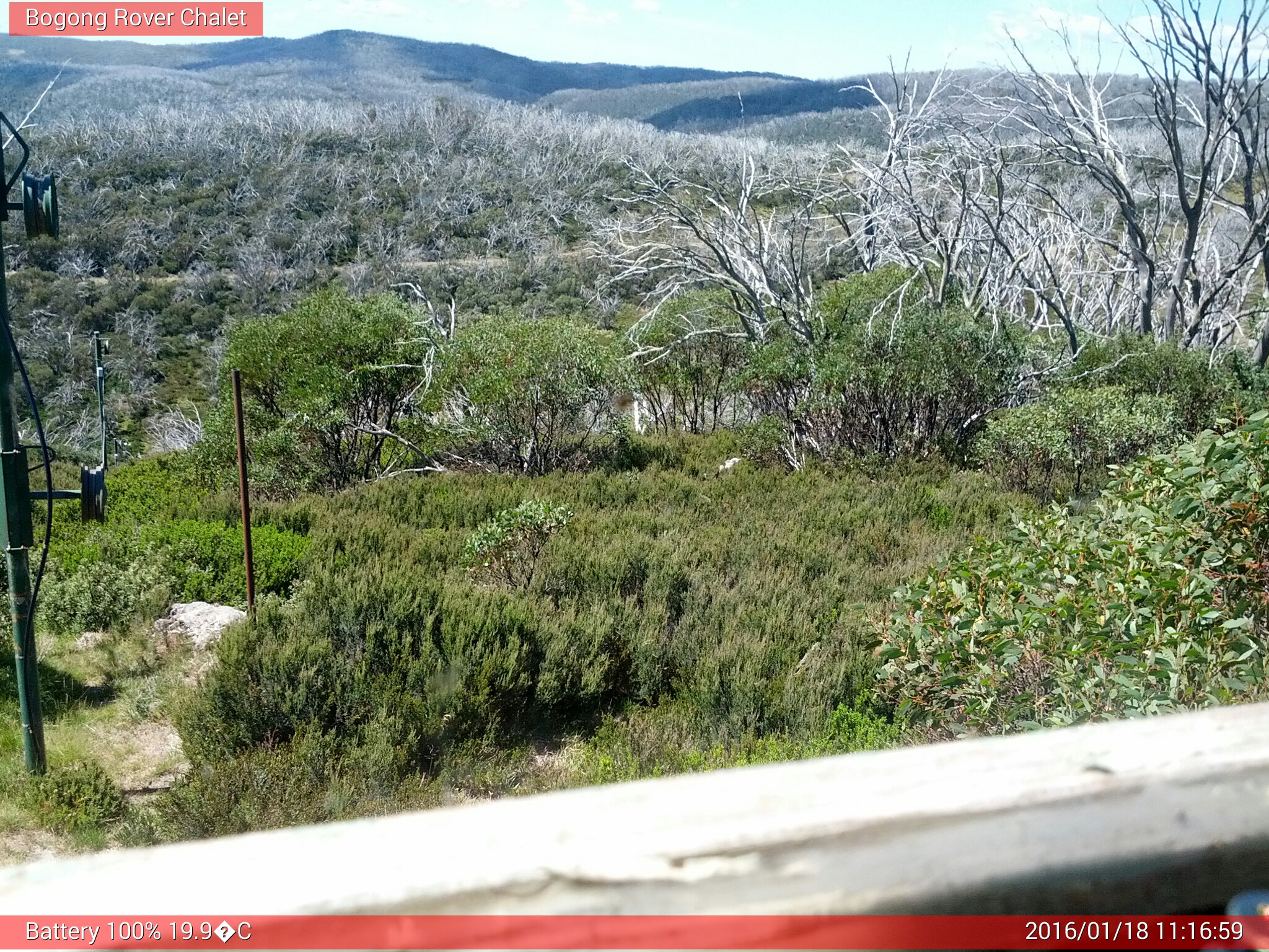 Bogong Web Cam 11:16am Monday 18th of January 2016