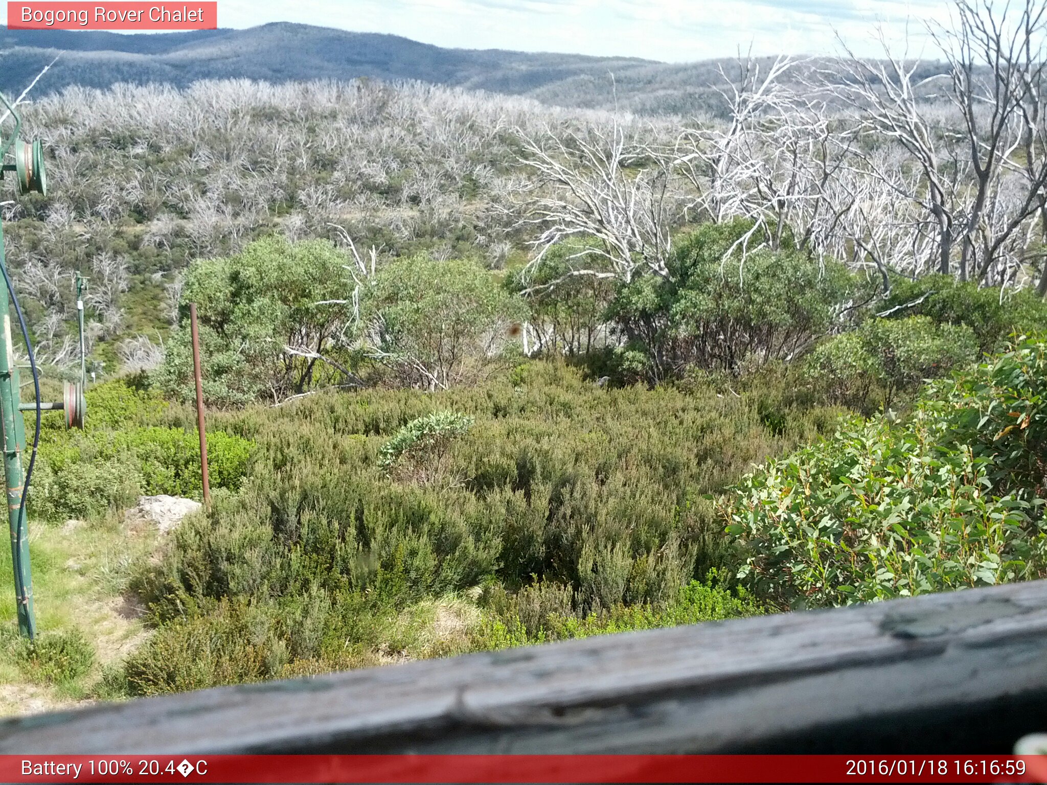 Bogong Web Cam 4:16pm Monday 18th of January 2016