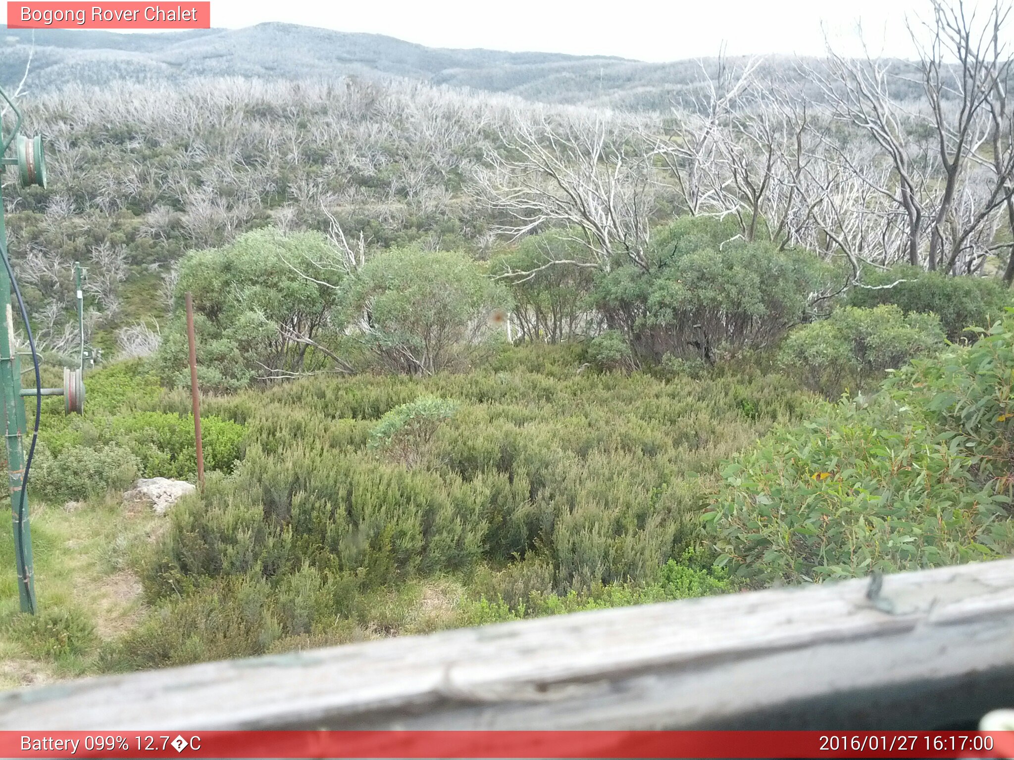 Bogong Web Cam 4:17pm Wednesday 27th of January 2016