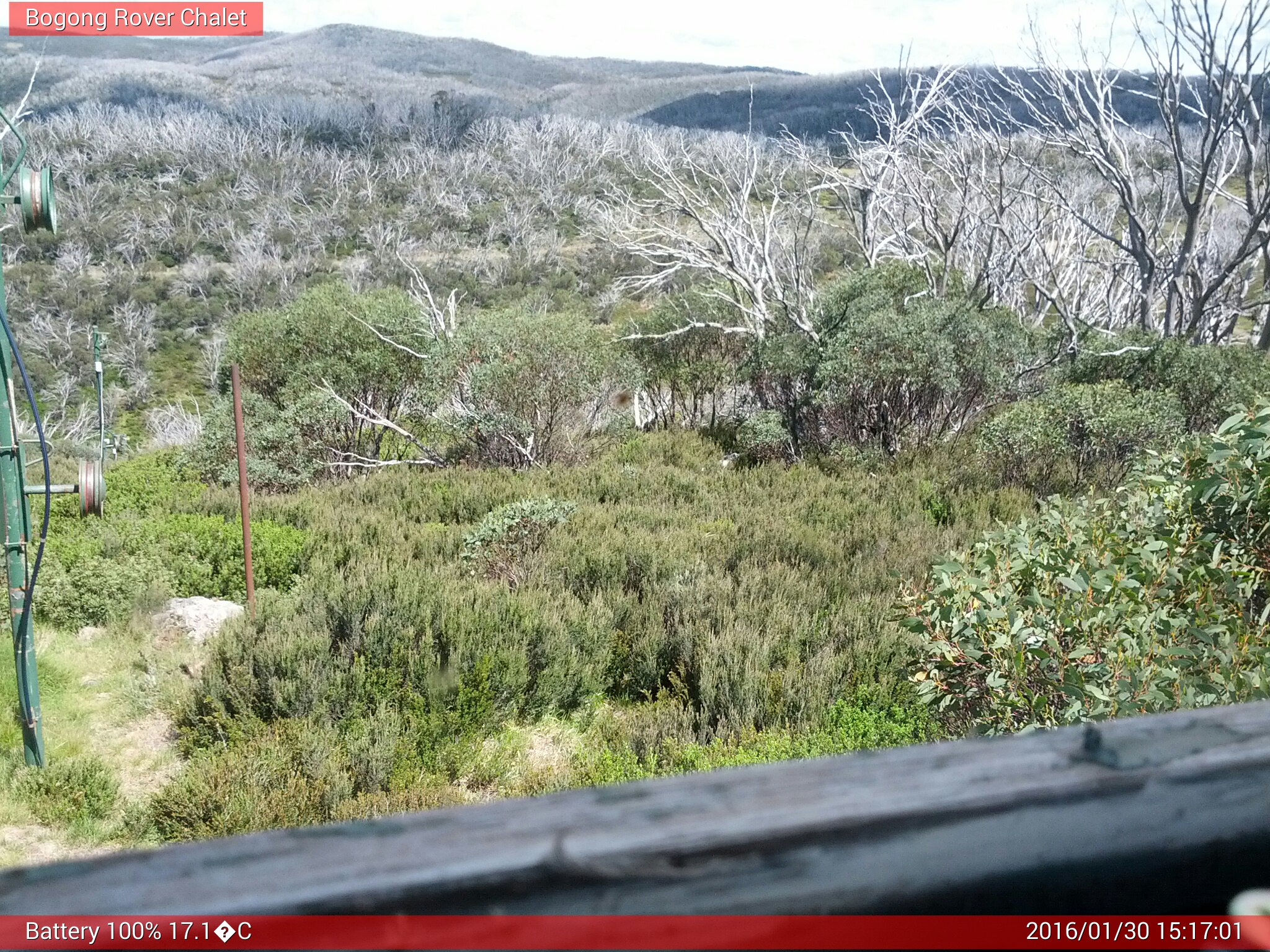 Bogong Web Cam 3:17pm Saturday 30th of January 2016