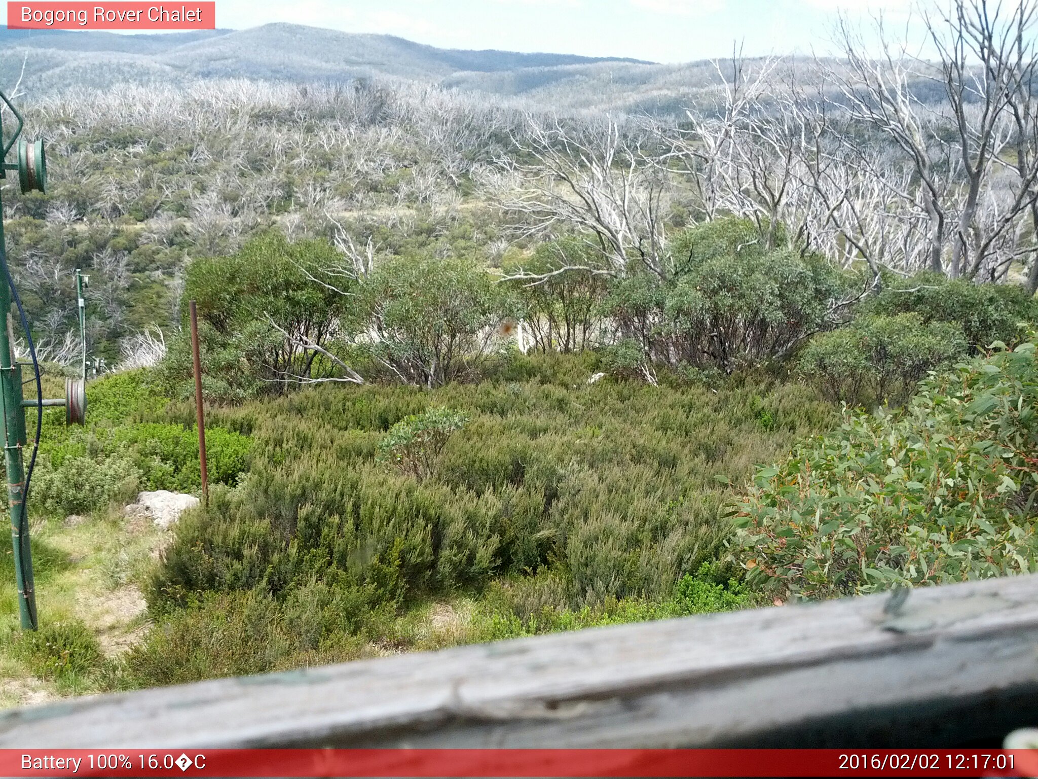 Bogong Web Cam 12:17pm Tuesday 2nd of February 2016