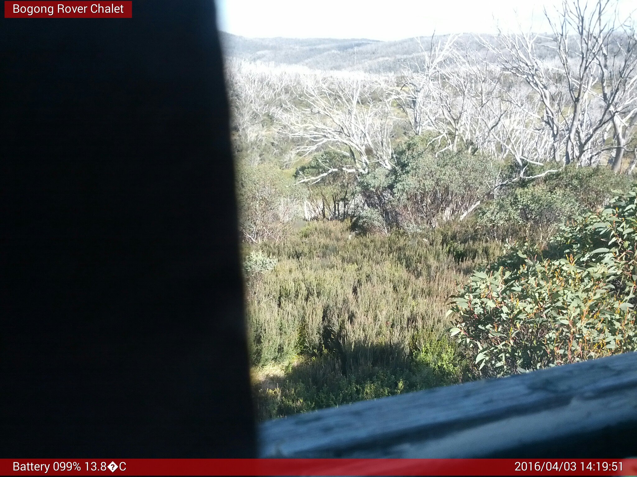 Bogong Web Cam 2:19pm Sunday 3rd of April 2016