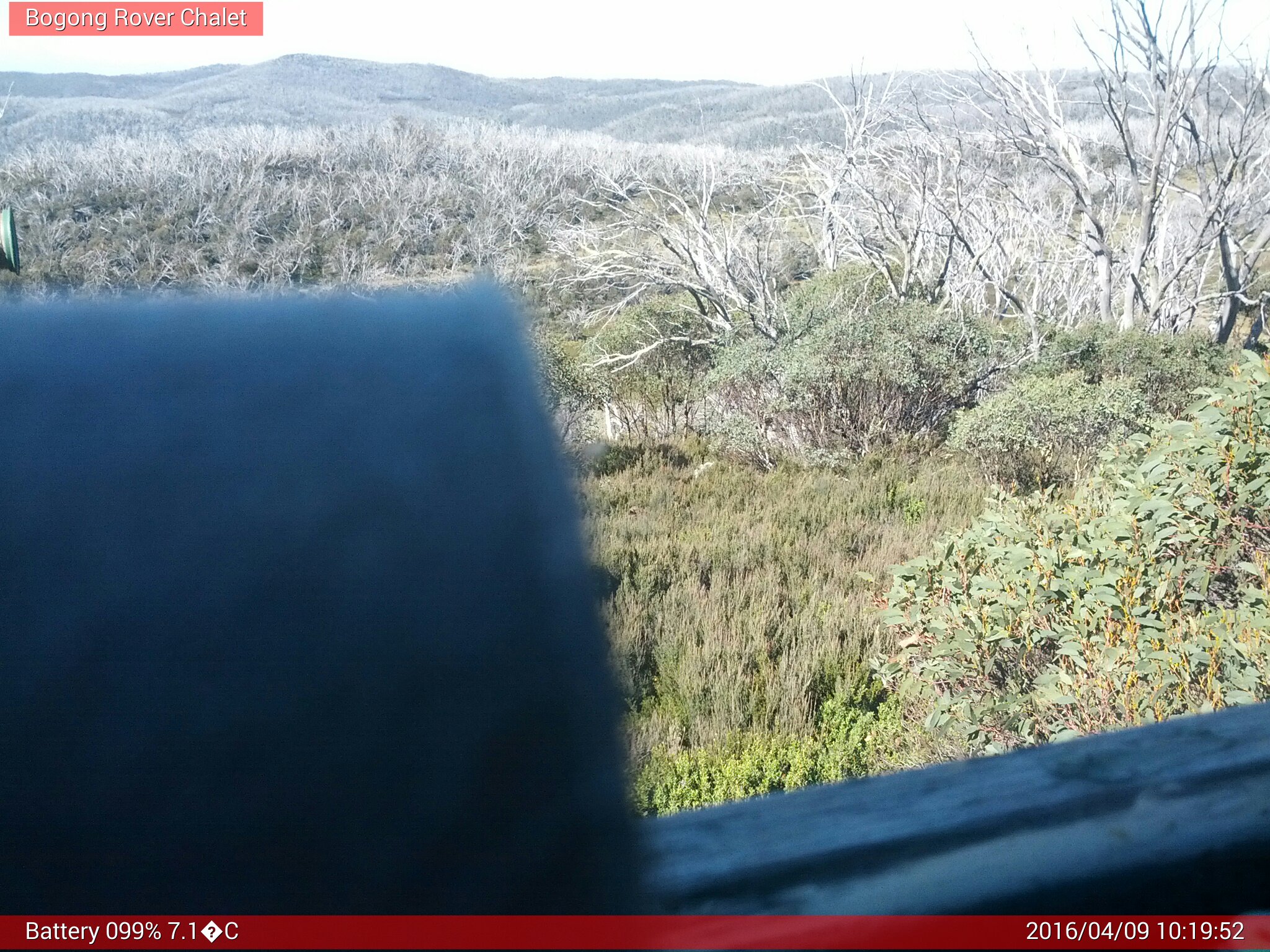 Bogong Web Cam 10:19am Saturday 9th of April 2016