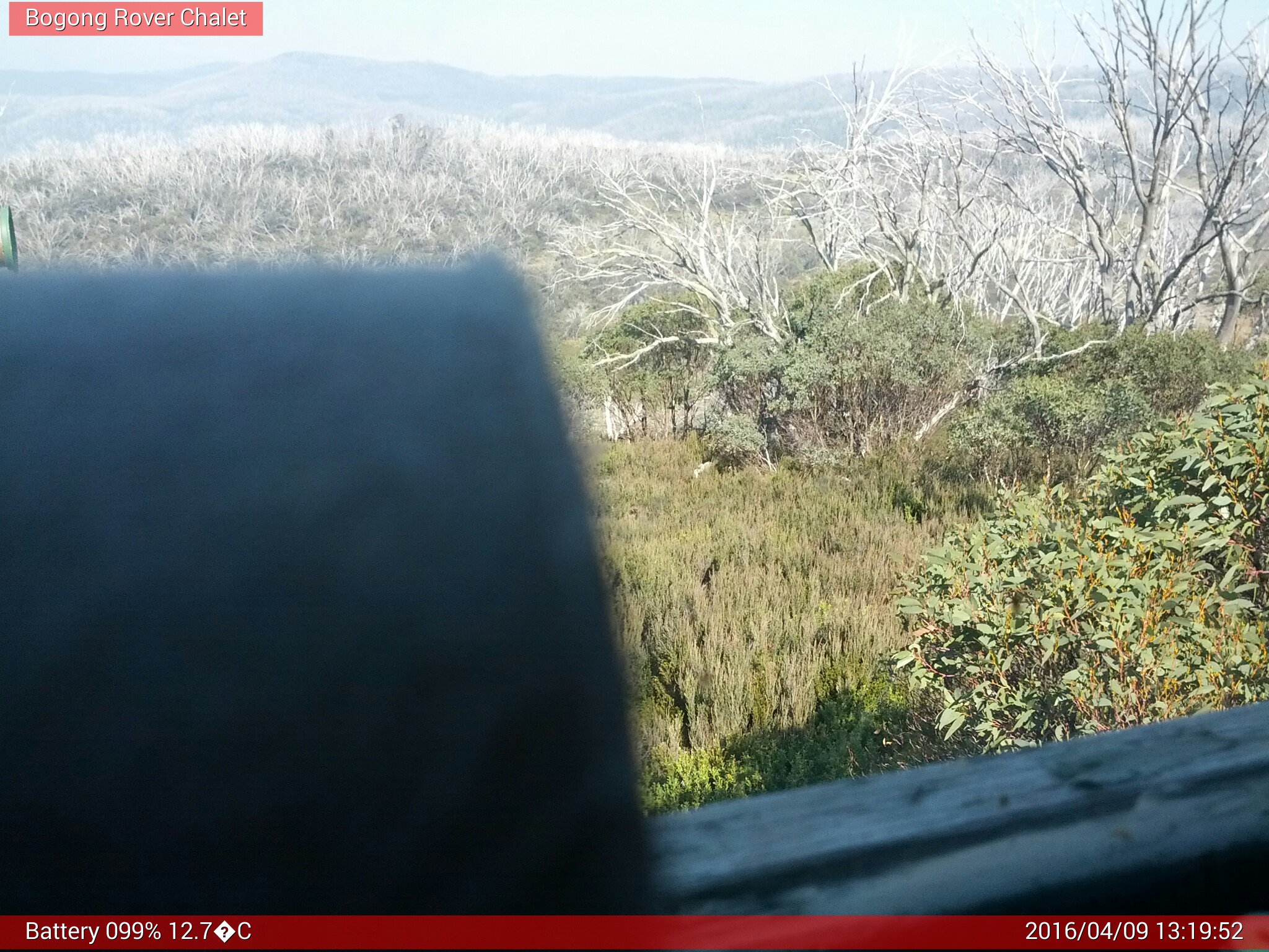 Bogong Web Cam 1:19pm Saturday 9th of April 2016