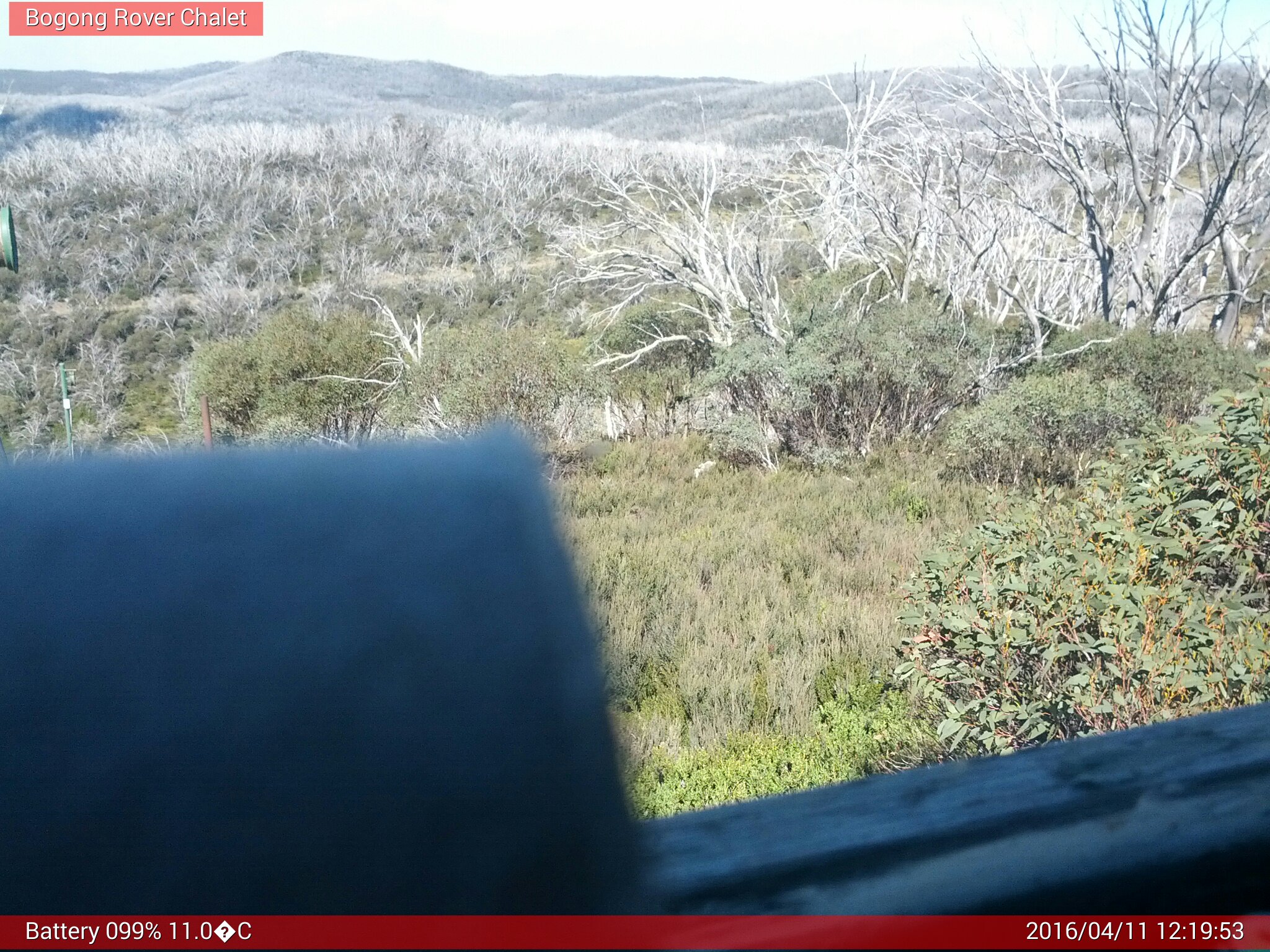 Bogong Web Cam 12:19pm Monday 11th of April 2016