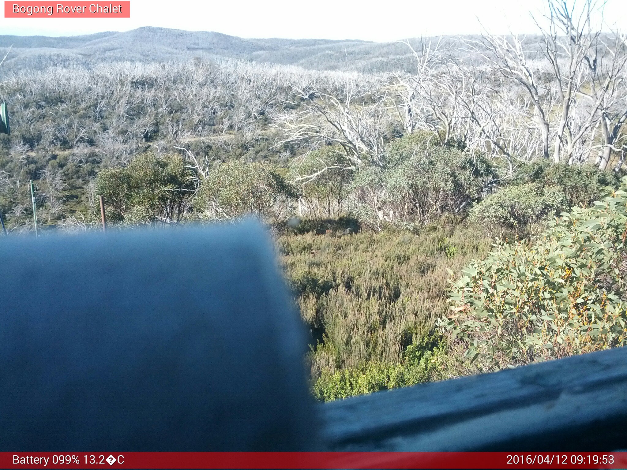 Bogong Web Cam 9:19am Tuesday 12th of April 2016