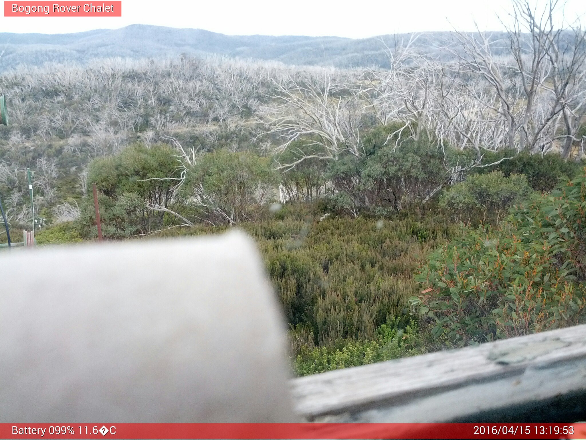 Bogong Web Cam 1:19pm Friday 15th of April 2016