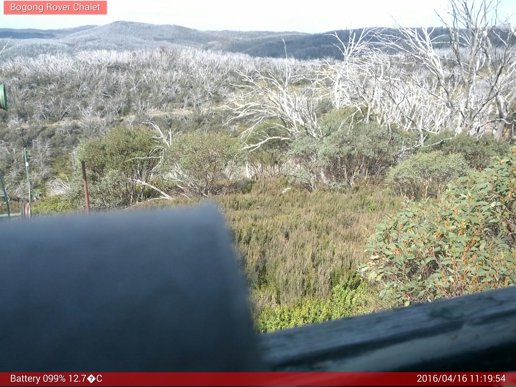 Bogong Web Cam 11:19am Saturday 16th of April 2016