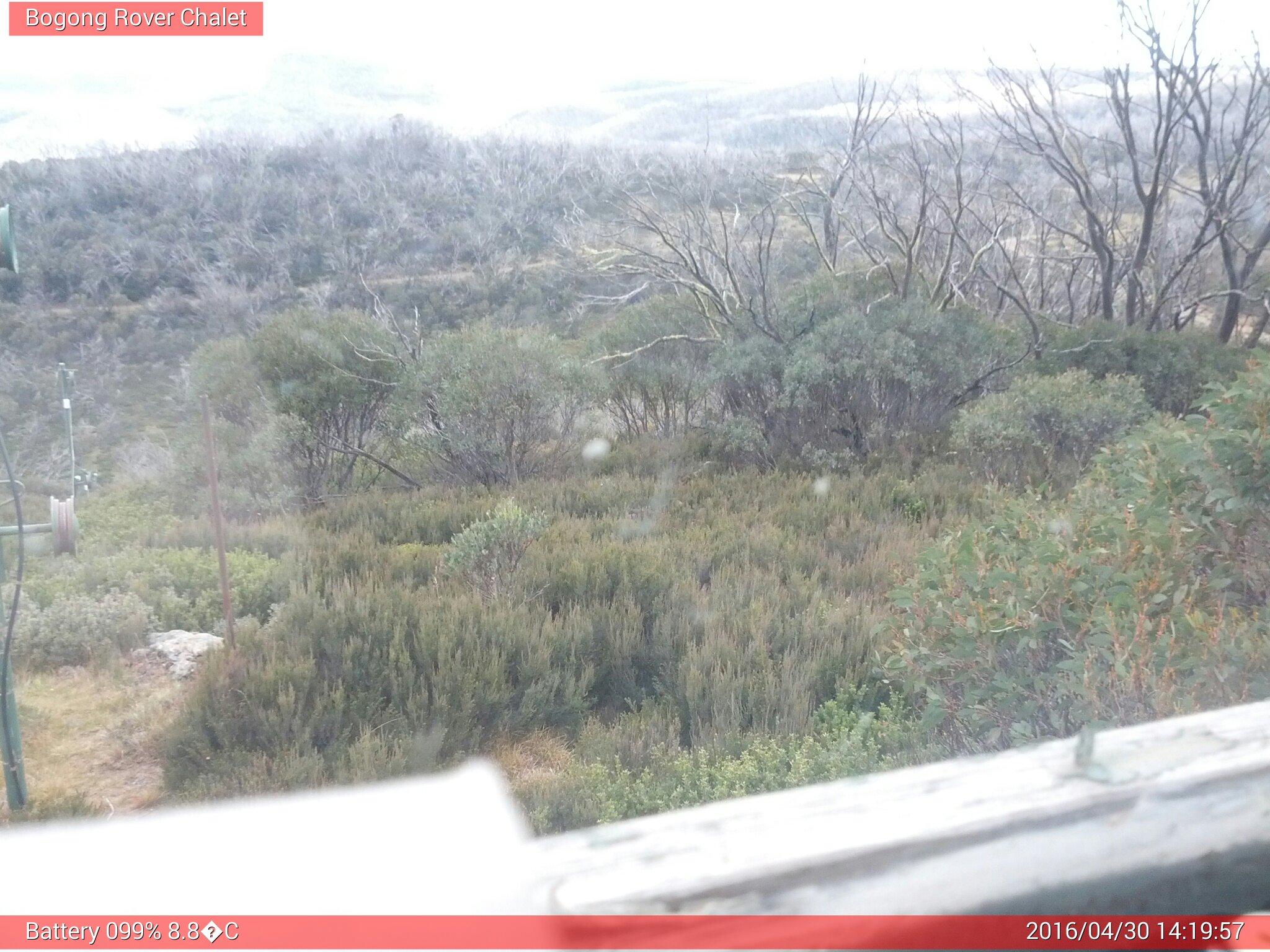 Bogong Web Cam 2:19pm Saturday 30th of April 2016