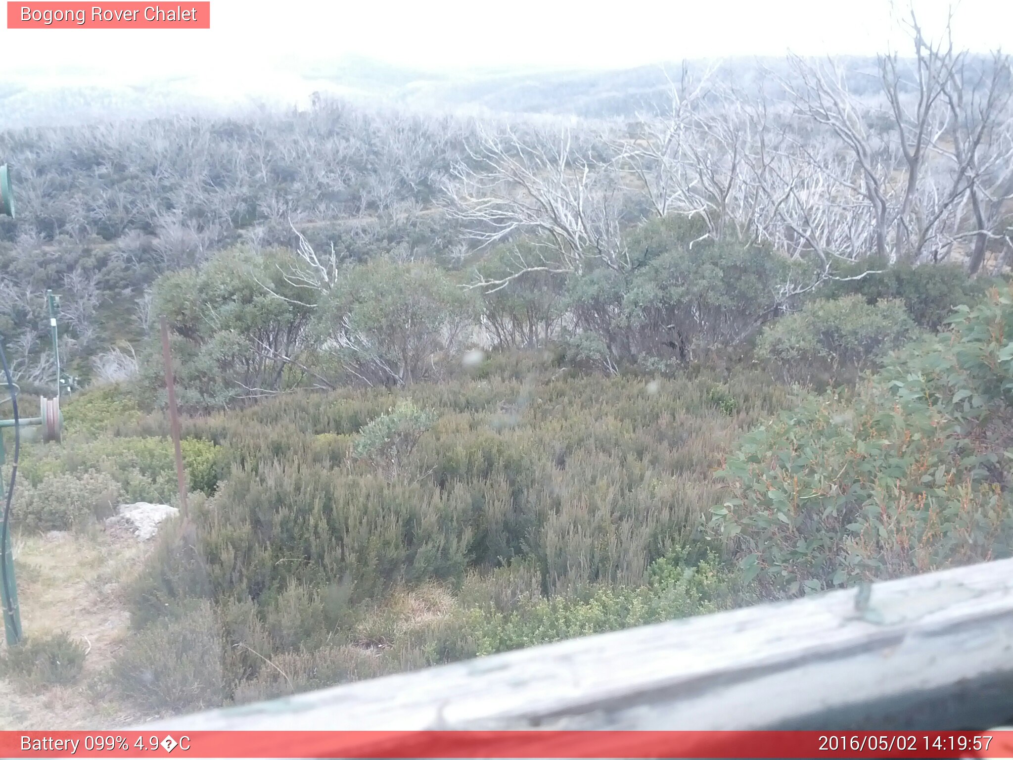 Bogong Web Cam 2:19pm Monday 2nd of May 2016