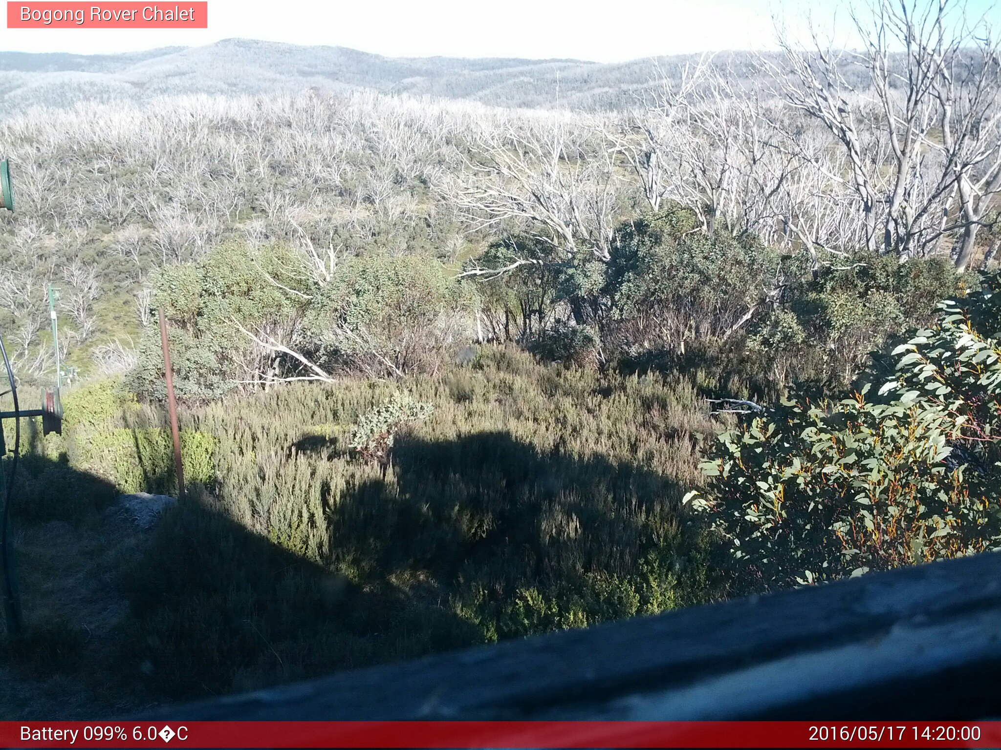 Bogong Web Cam 2:20pm Tuesday 17th of May 2016