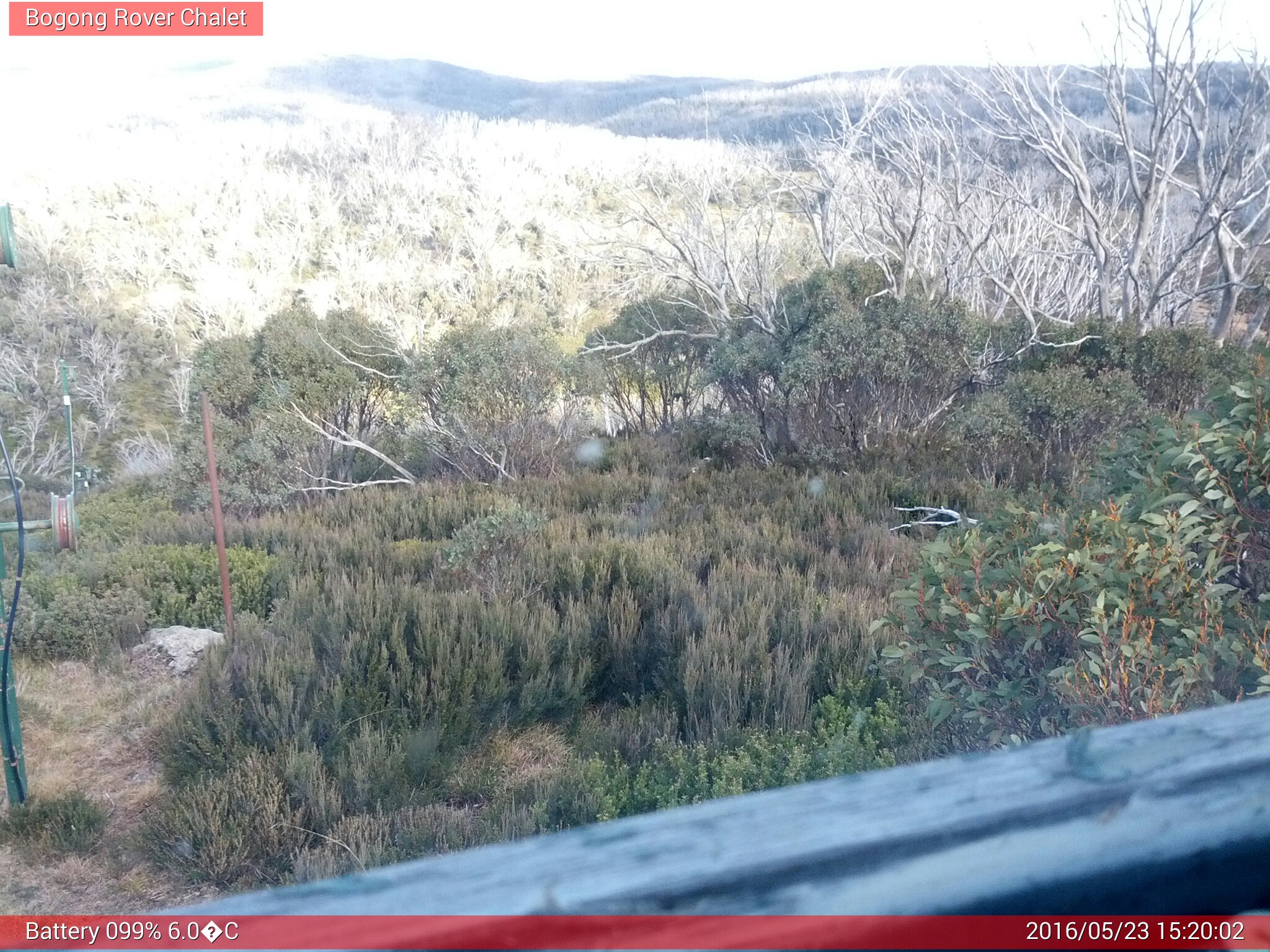 Bogong Web Cam 3:20pm Monday 23rd of May 2016