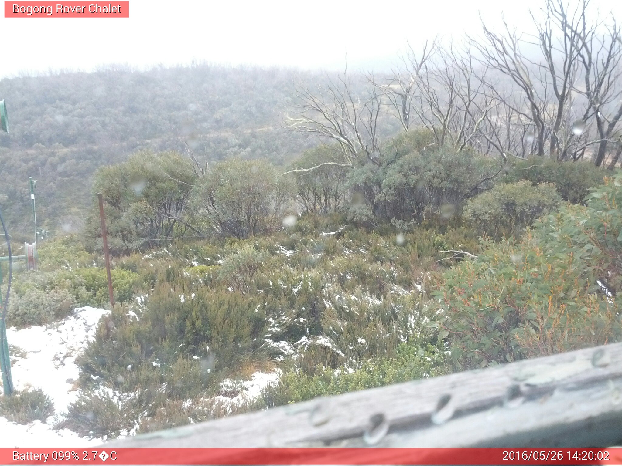 Bogong Web Cam 2:20pm Thursday 26th of May 2016