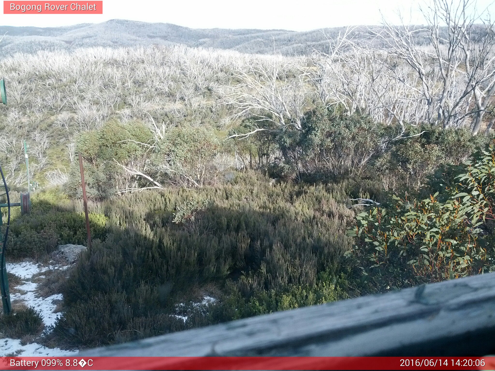 Bogong Web Cam 2:20pm Tuesday 14th of June 2016