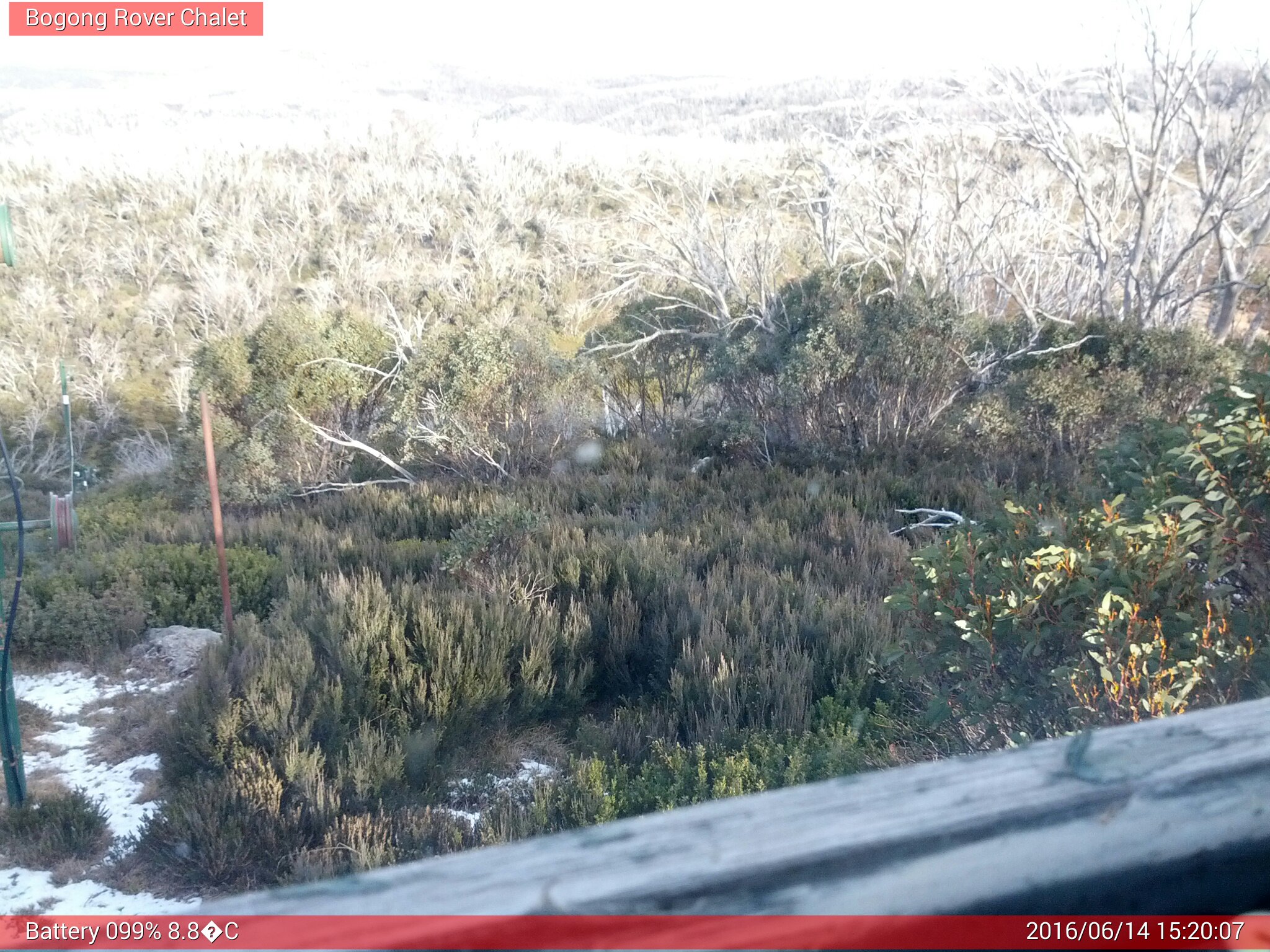 Bogong Web Cam 3:20pm Tuesday 14th of June 2016