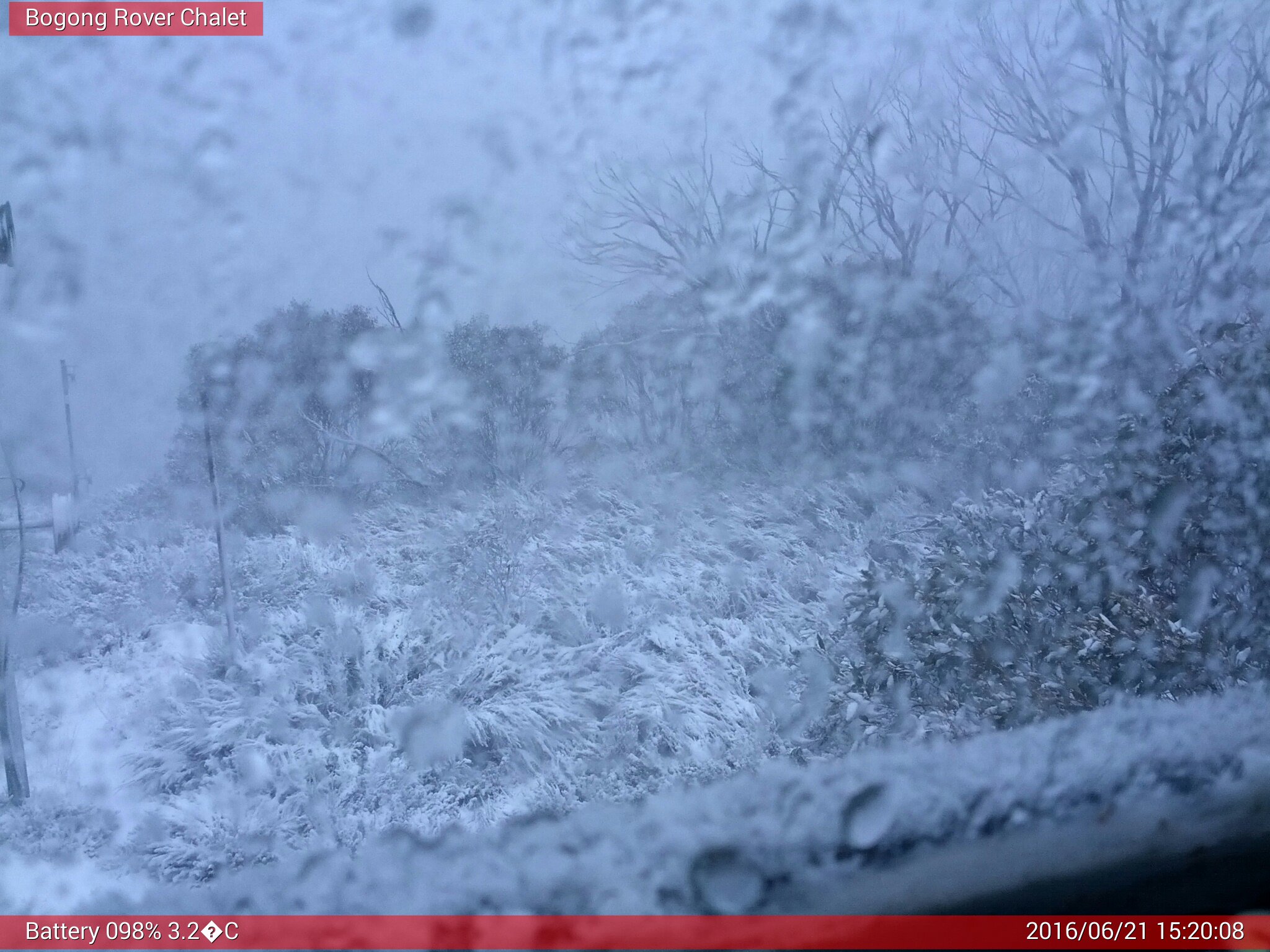 Bogong Web Cam 3:20pm Tuesday 21st of June 2016