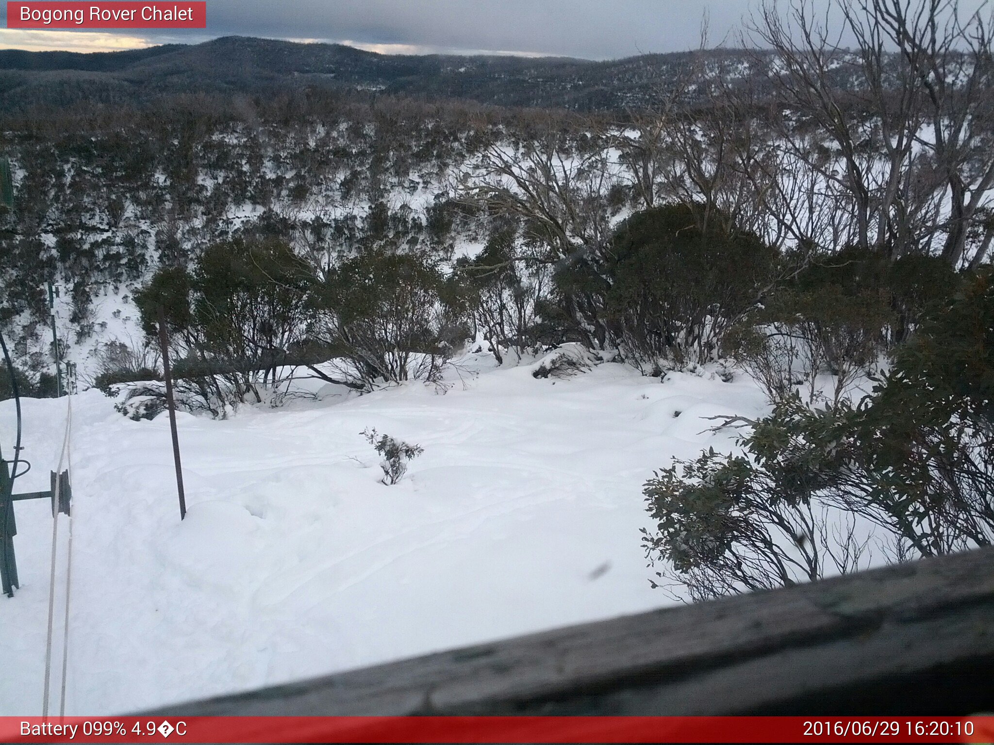 Bogong Web Cam 4:20pm Wednesday 29th of June 2016