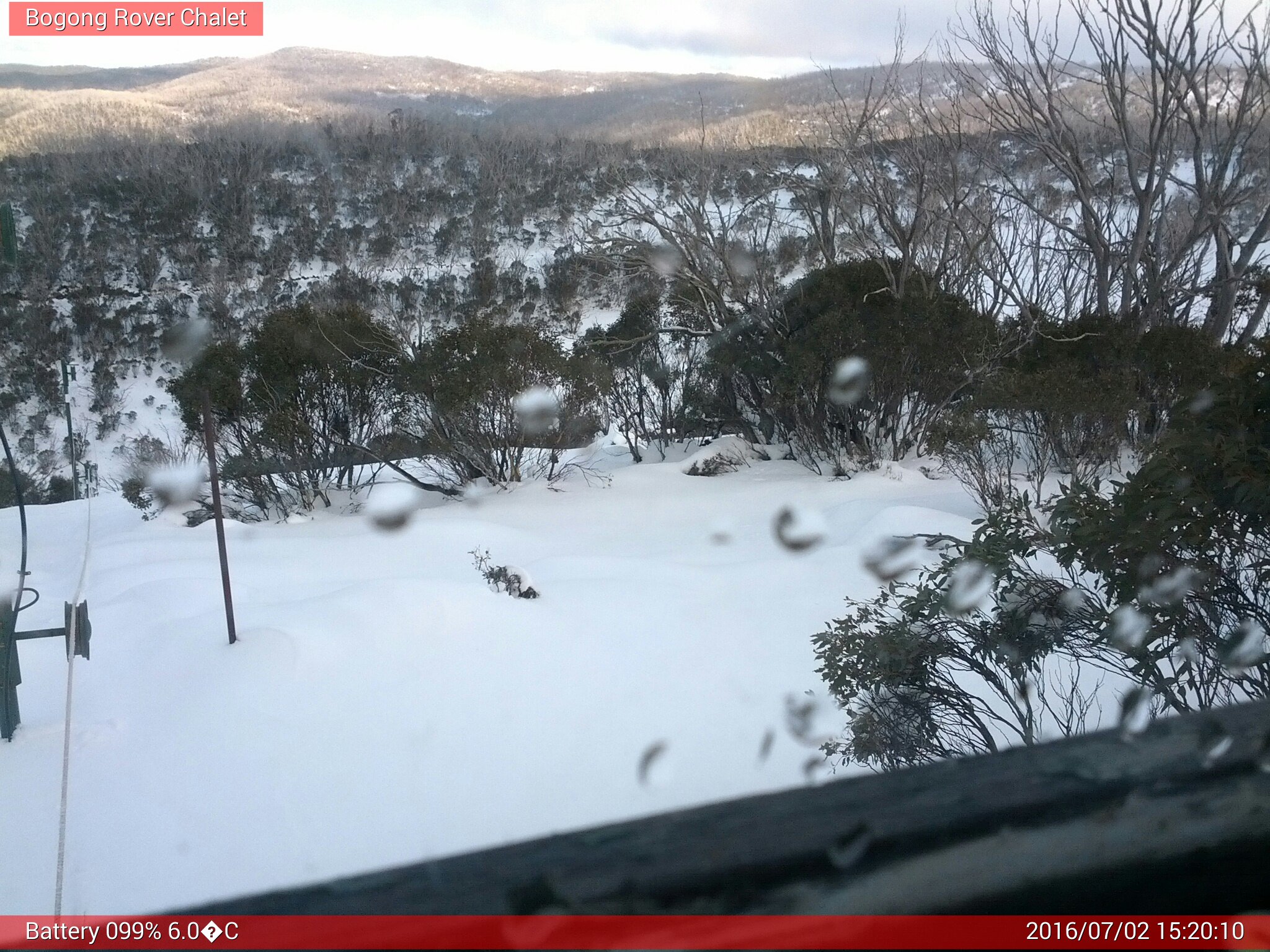 Bogong Web Cam 3:20pm Saturday 2nd of July 2016