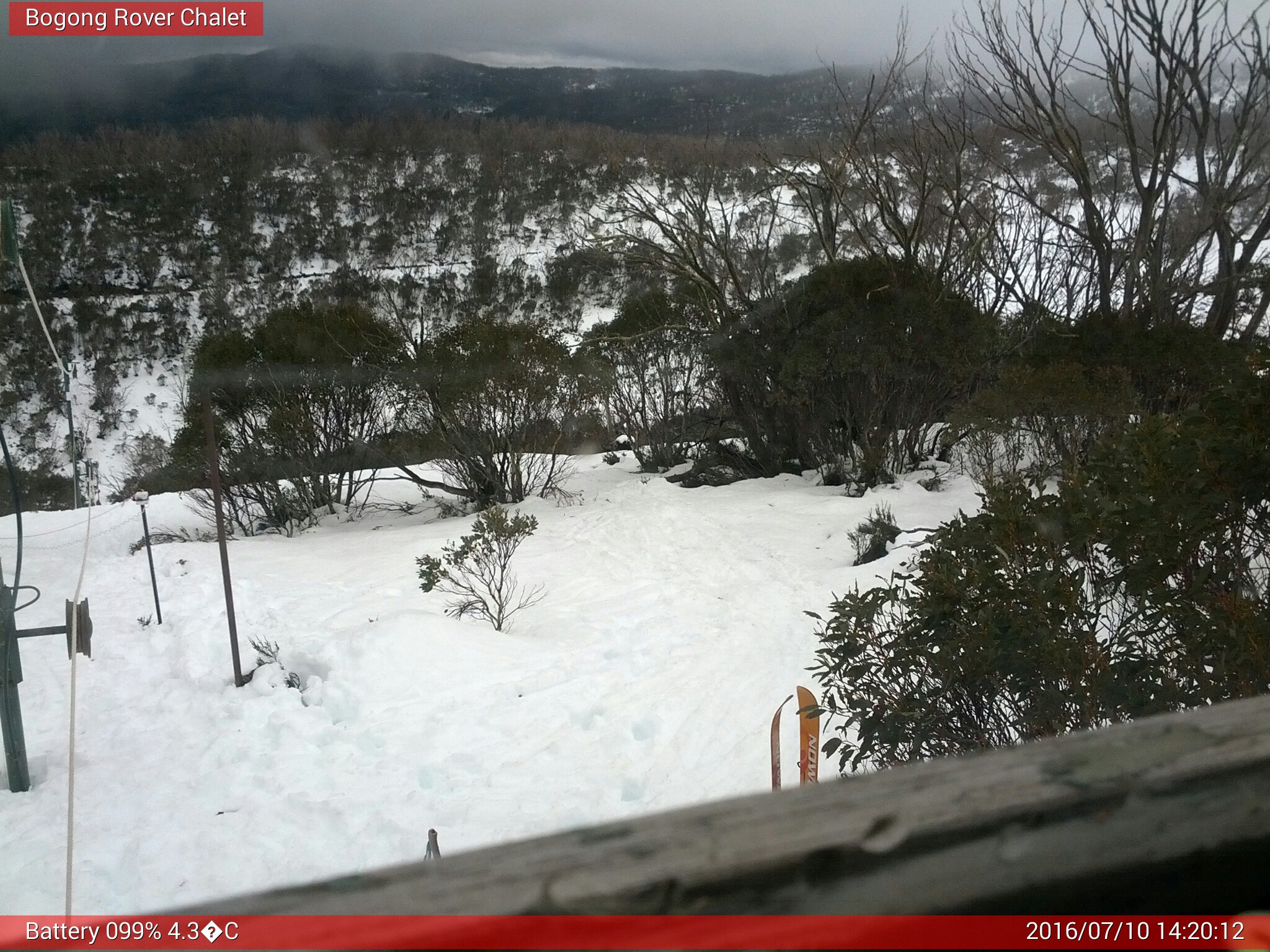 Bogong Web Cam 2:20pm Sunday 10th of July 2016