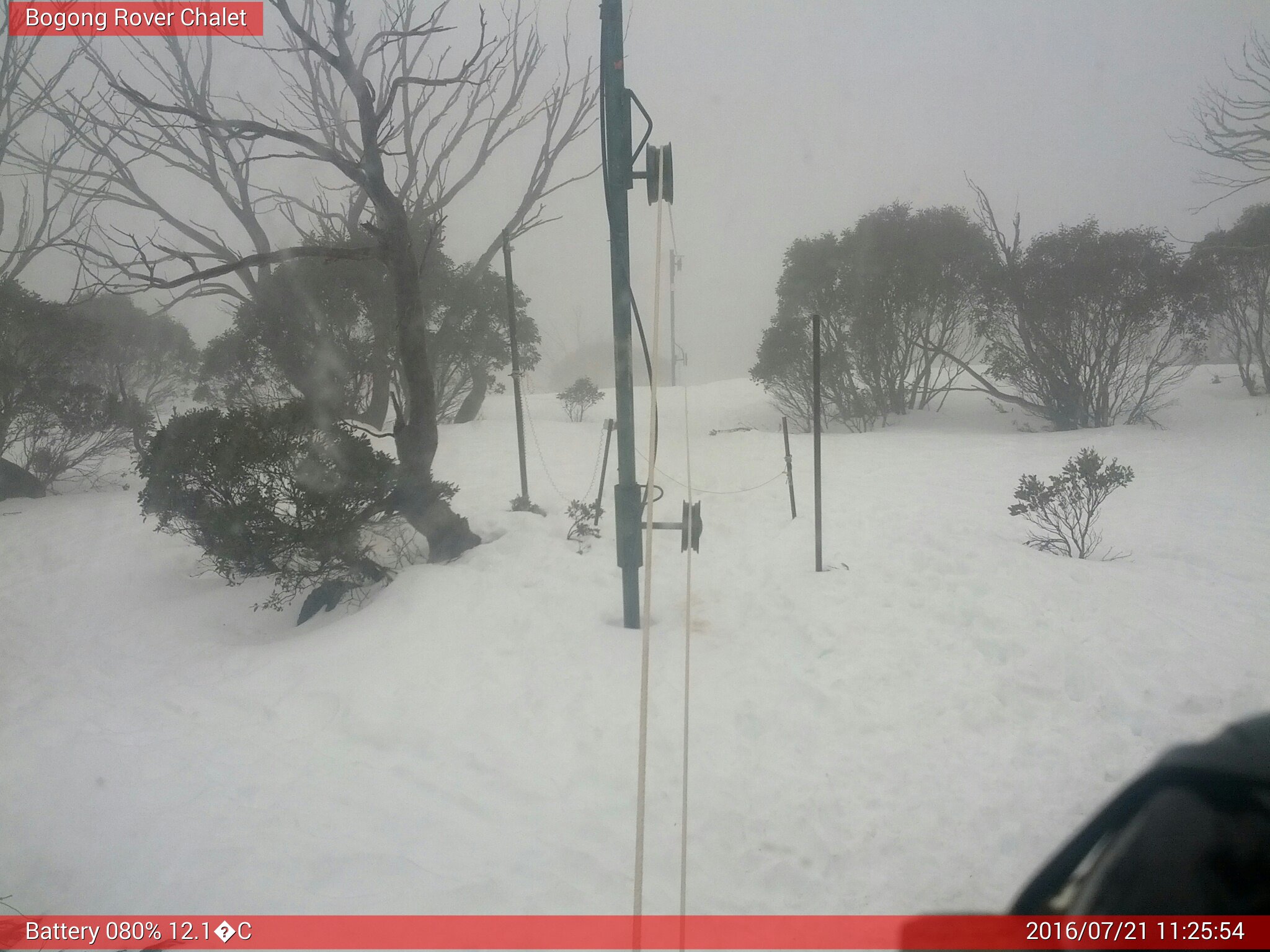 Bogong Web Cam 11:25am Thursday 21st of July 2016