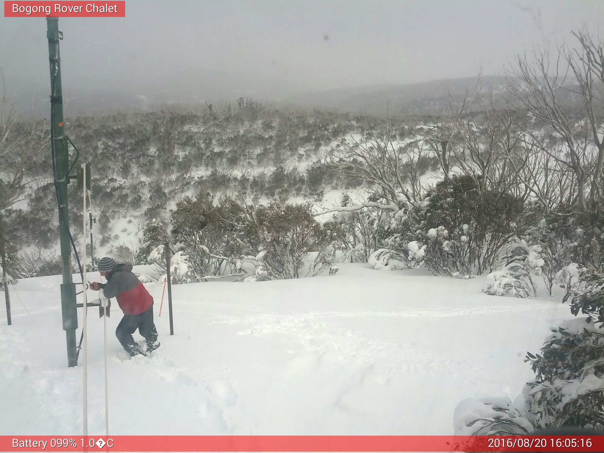 Bogong Web Cam 4:05pm Saturday 20th of August 2016