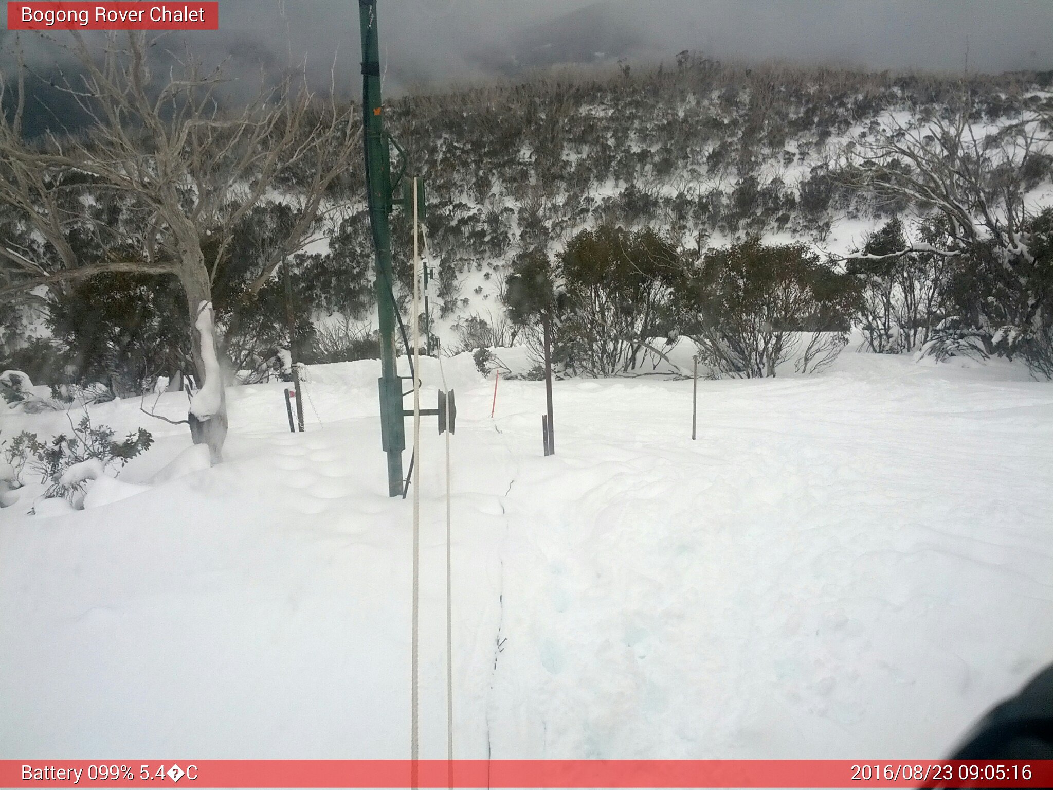 Bogong Web Cam 9:05am Tuesday 23rd of August 2016