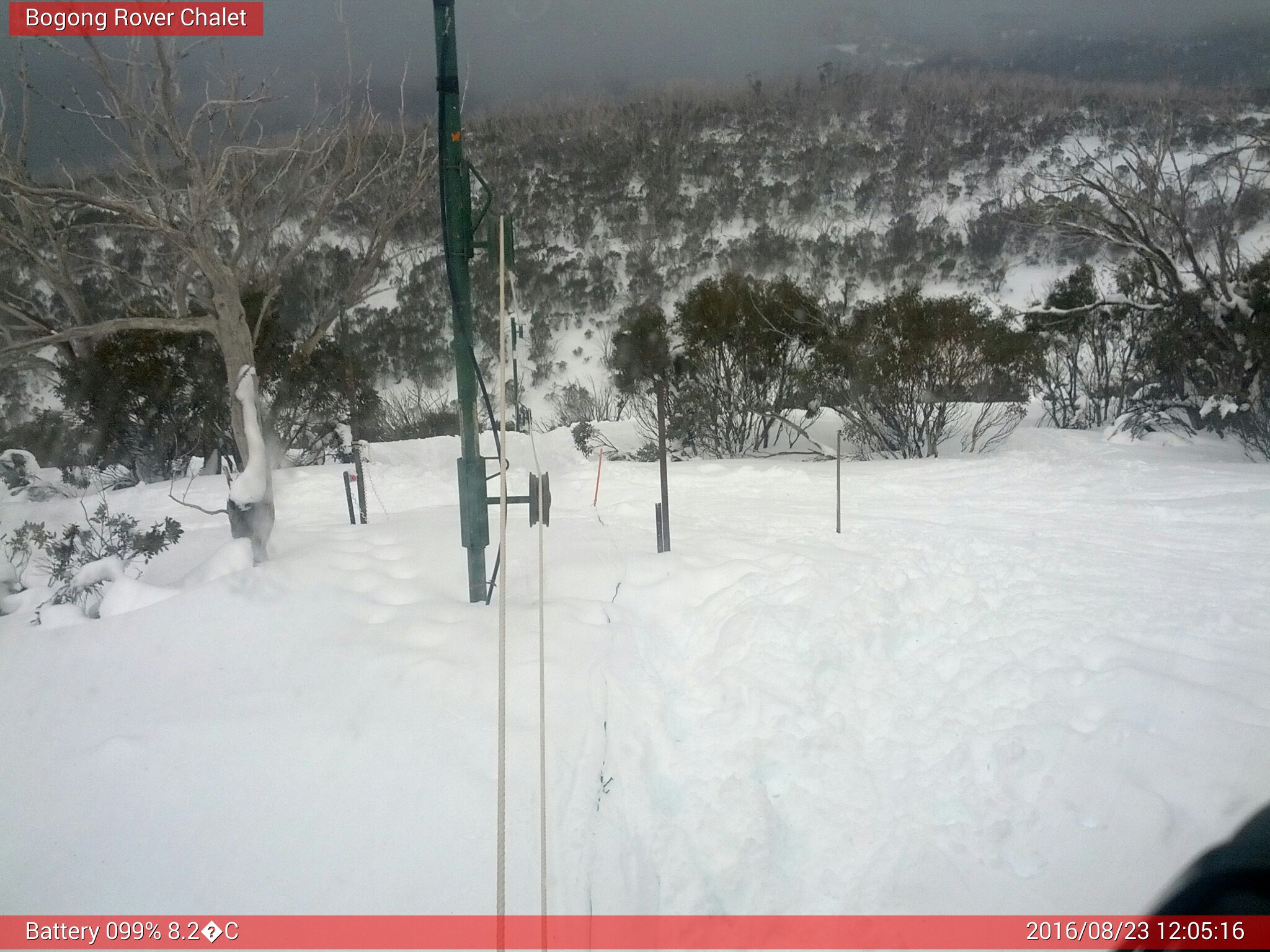 Bogong Web Cam 12:05pm Tuesday 23rd of August 2016