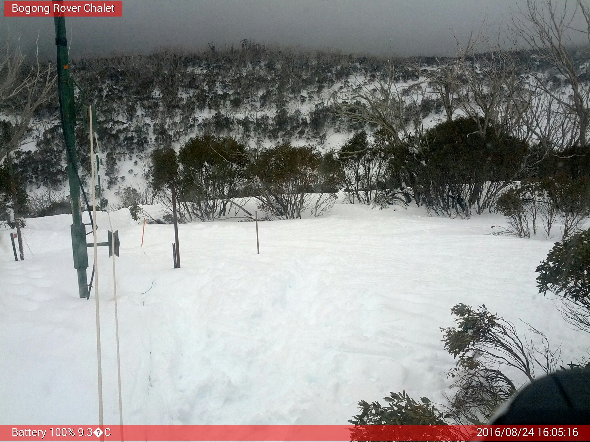 Bogong Web Cam 4:05pm Wednesday 24th of August 2016