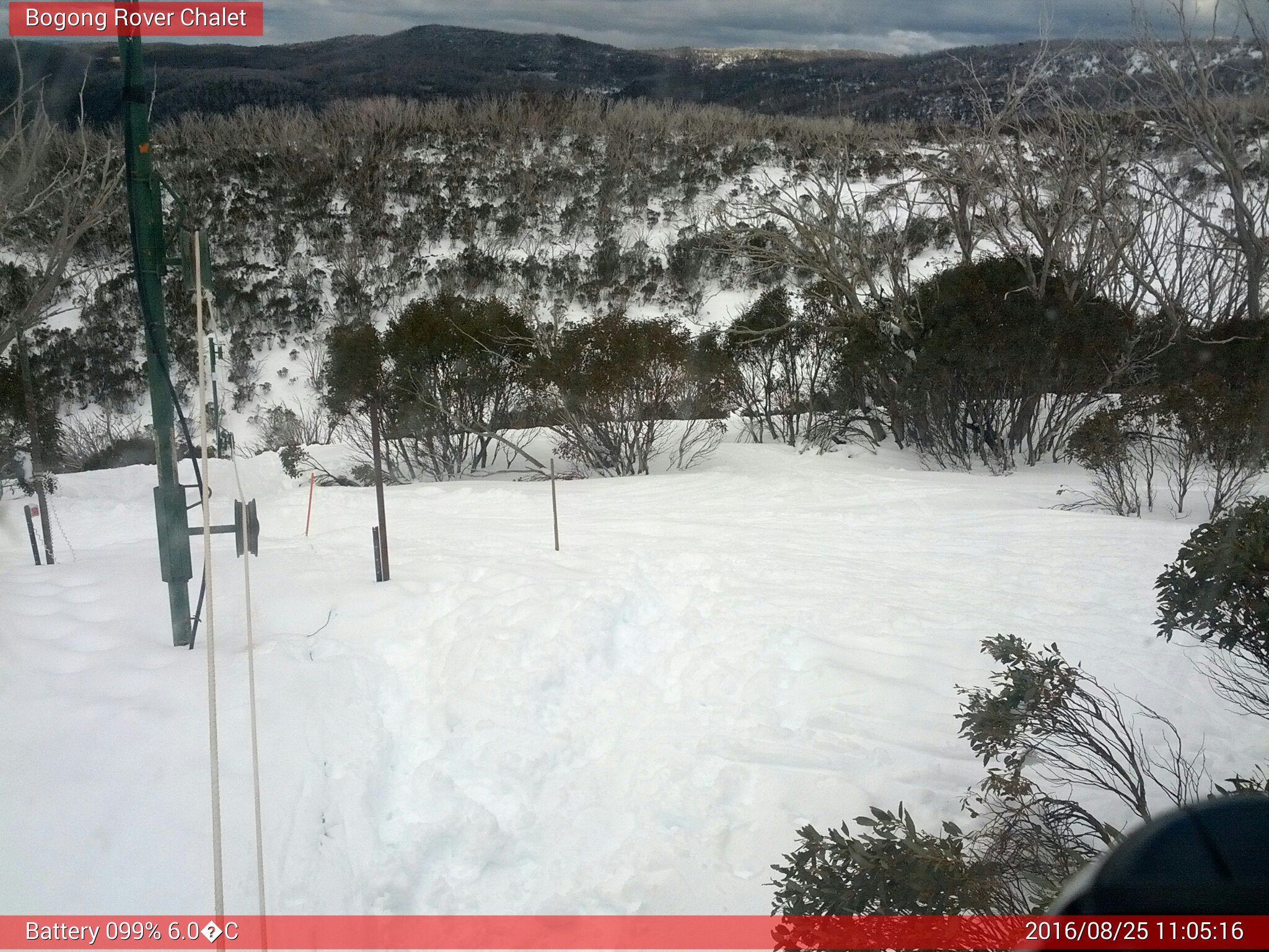 Bogong Web Cam 11:05am Thursday 25th of August 2016