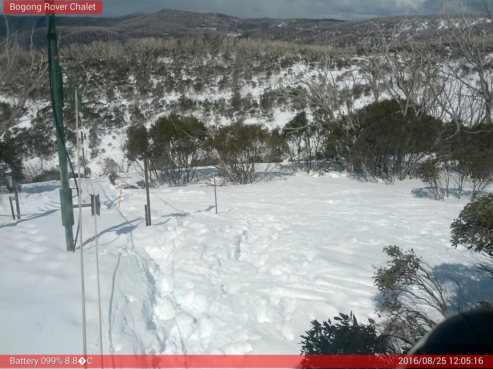 Bogong Web Cam 12:05pm Thursday 25th of August 2016