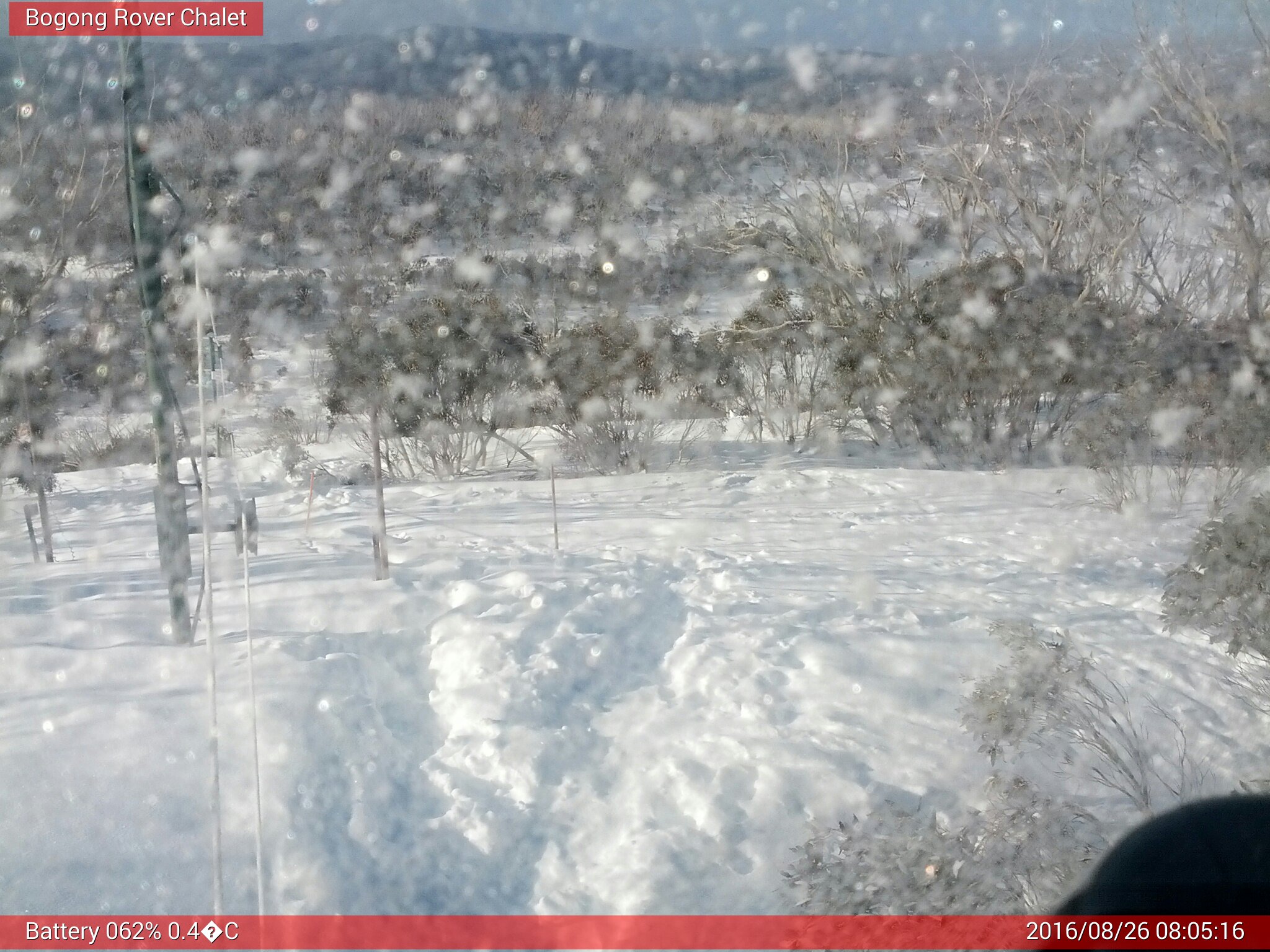 Bogong Web Cam 8:05am Friday 26th of August 2016